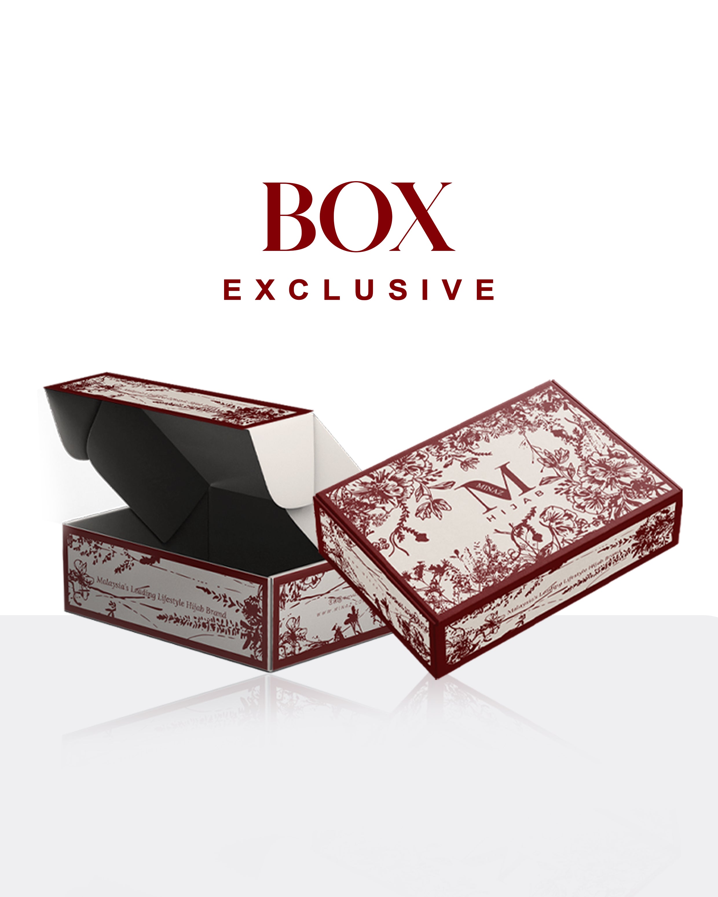 MINAZ HIJAB GIFT BOX 2025 - MAROON CREAM