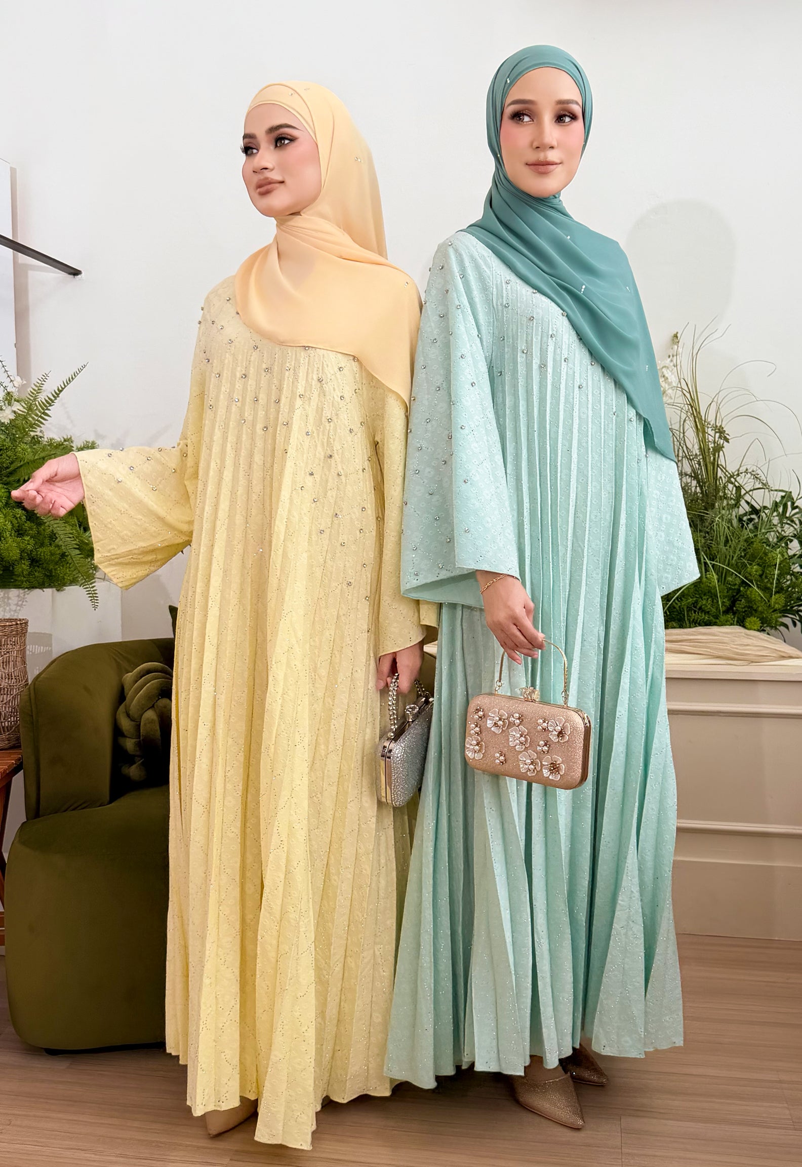 ALEEYA JALABIYA PLEATED PLAIN - TIFFANY