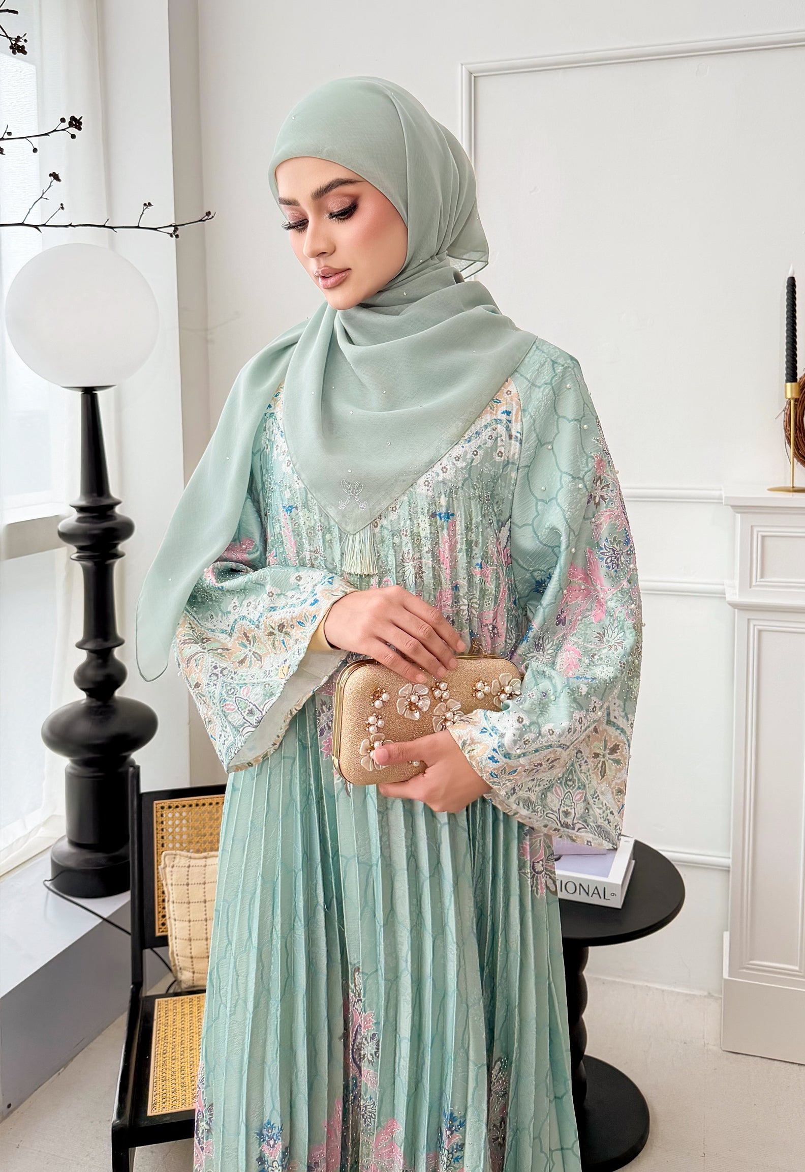 DANEEN JALABIYA PLEATED PRINTED - TIFFANY