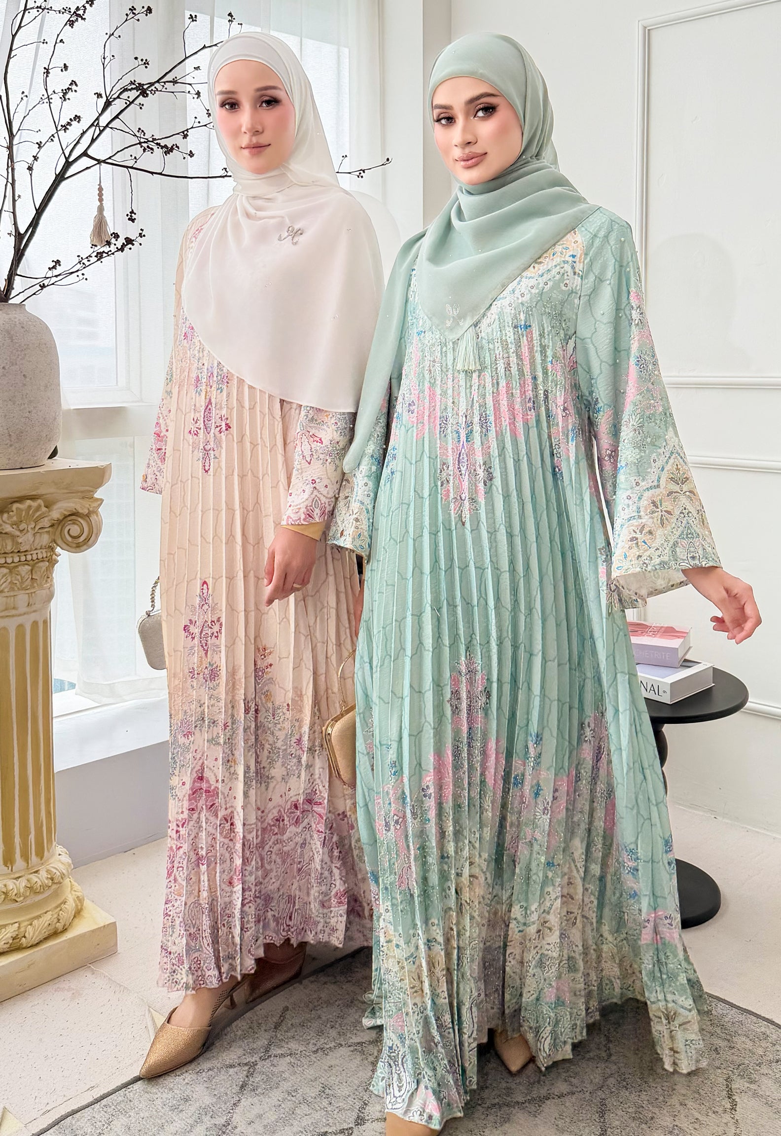 DANEEN JALABIYA PLEATED PRINTED - TIFFANY