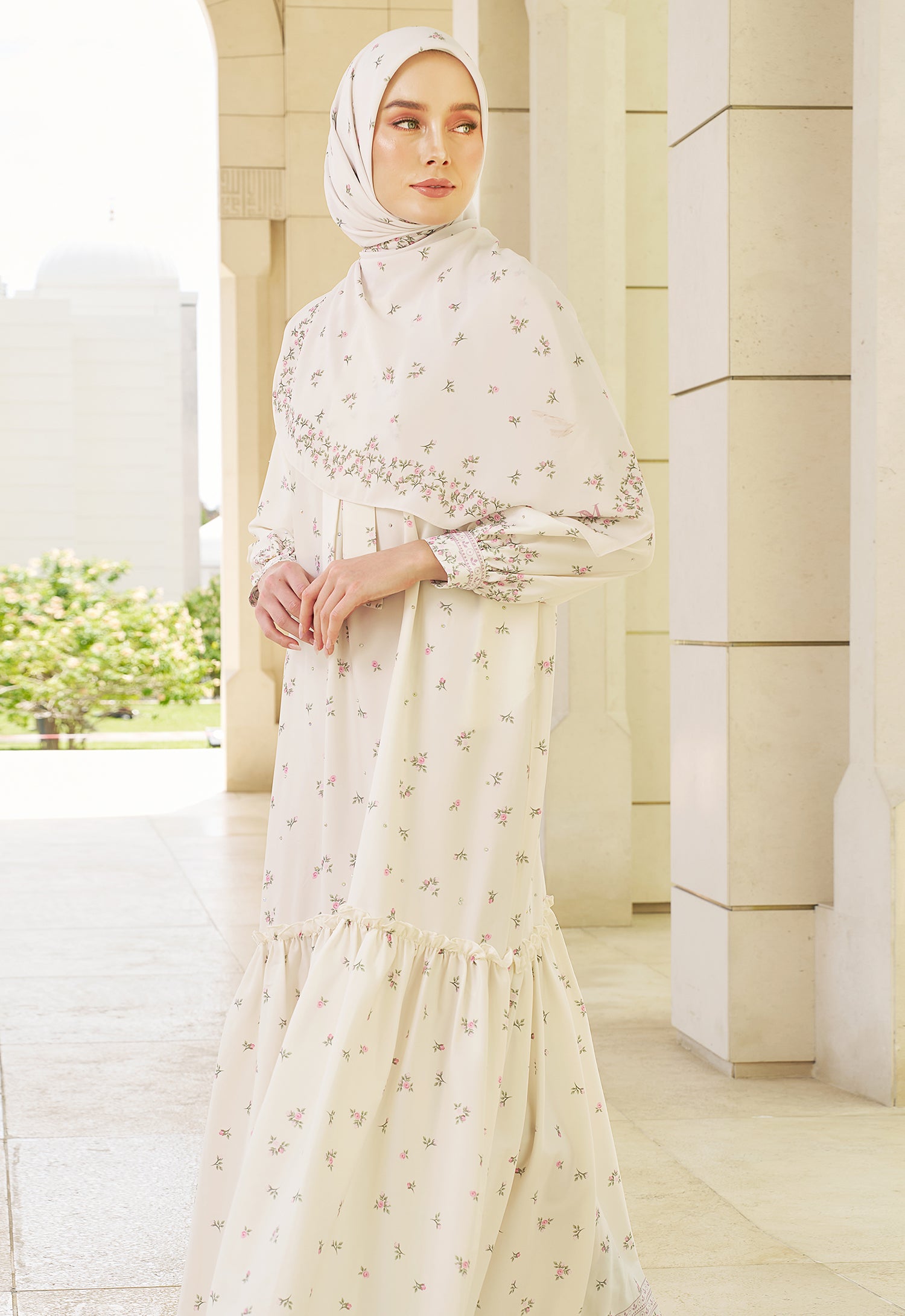 JIWA PRINTED DRESS JESNITA - CREAMY WHITE