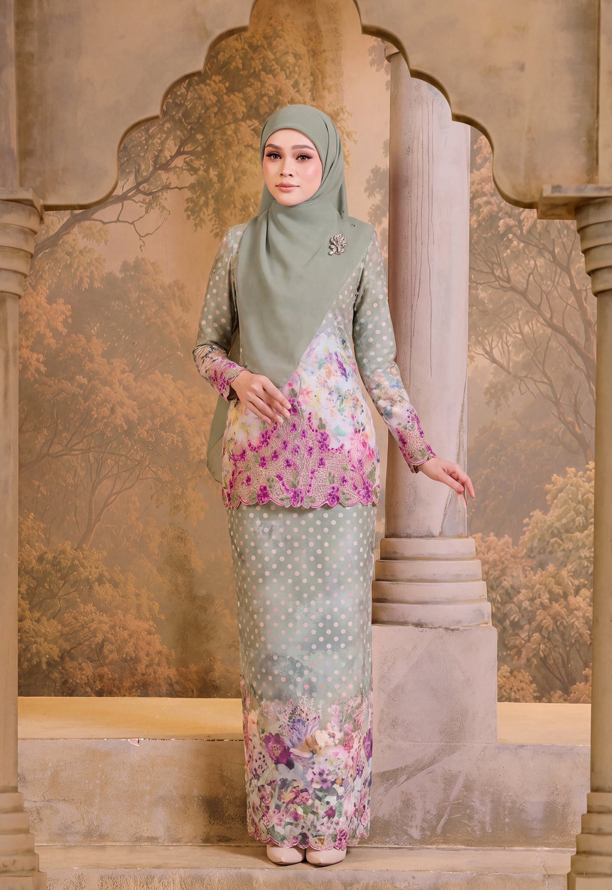 LUXE SERIES | KEMBOJA MINI KURUNG  - RAINBOW GREEN