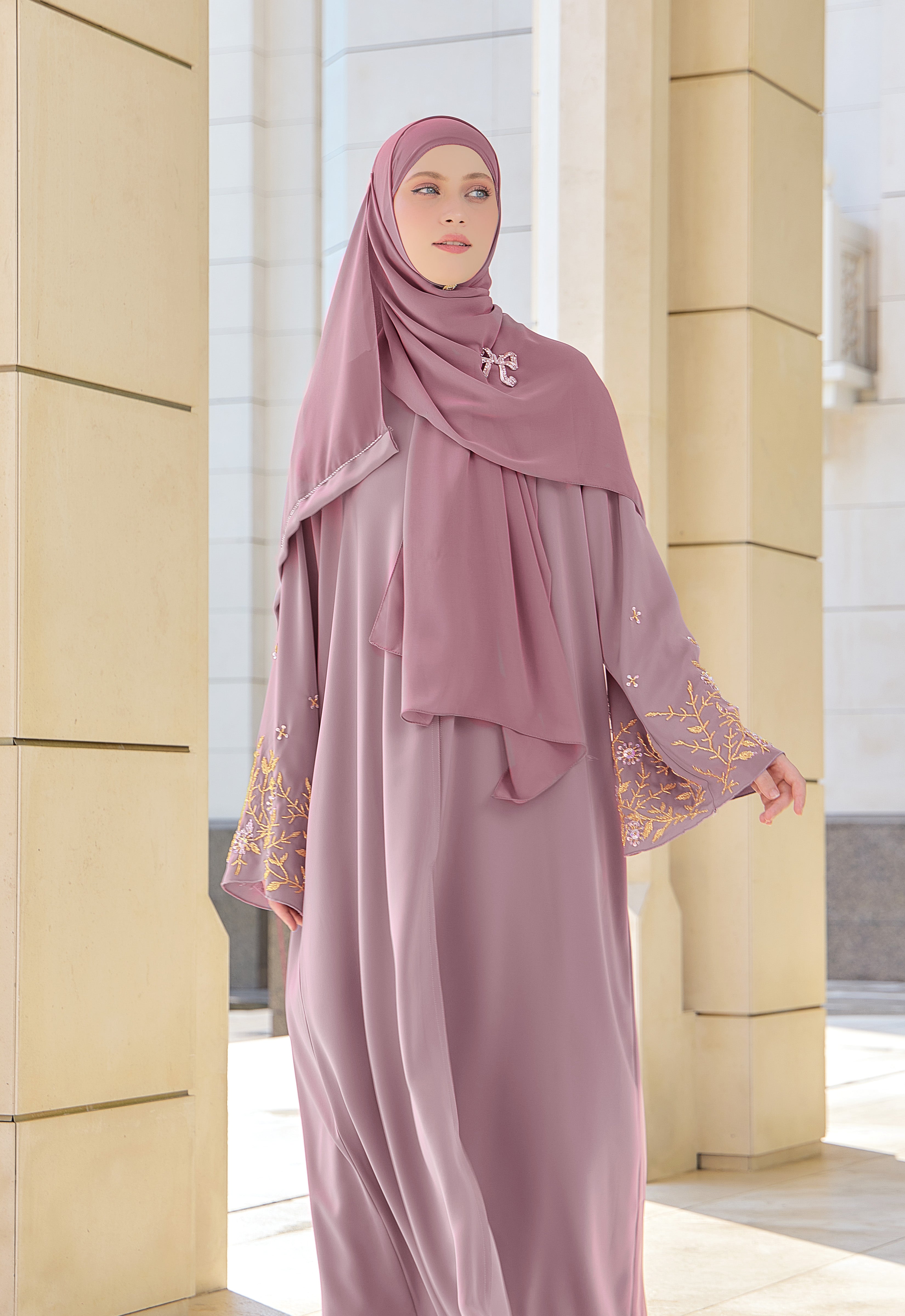 KHATREENA ABAYA - DUSTY PINK