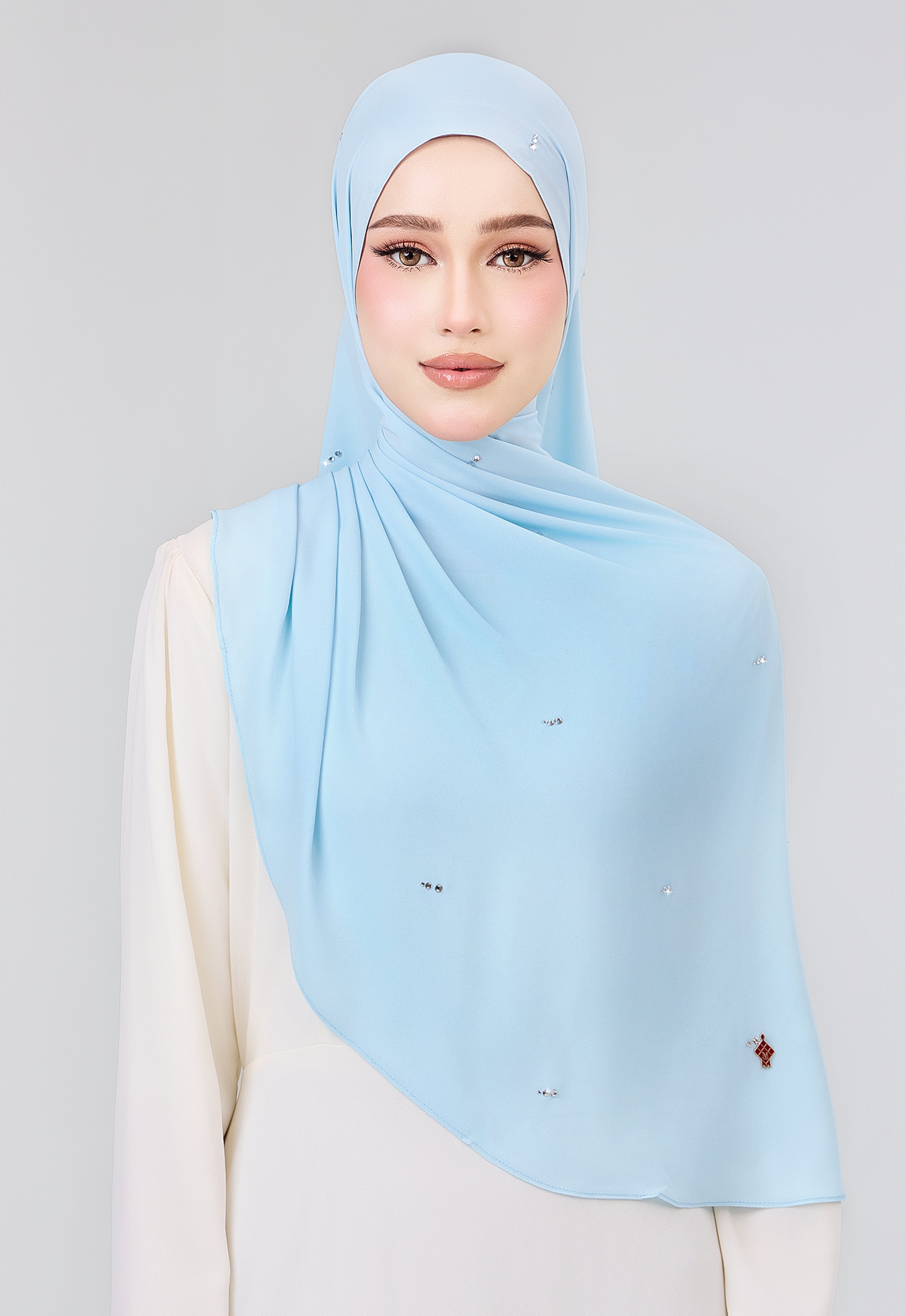 MINAZ HIJAB | SETULUS RAYA PLAIN STONE SHAWL - LIGHT BLUE