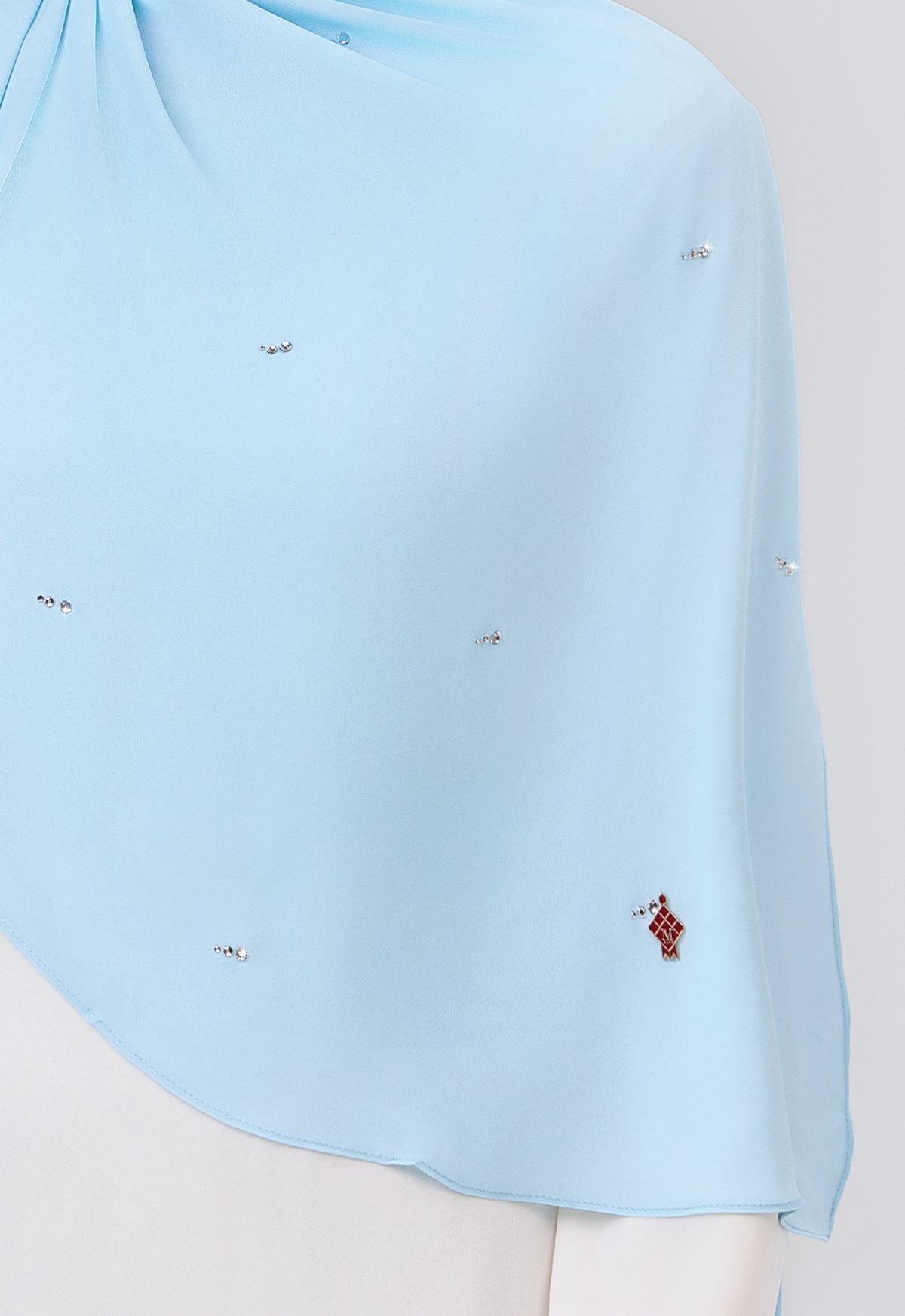 MINAZ HIJAB | SETULUS RAYA PLAIN STONE SHAWL - LIGHT BLUE