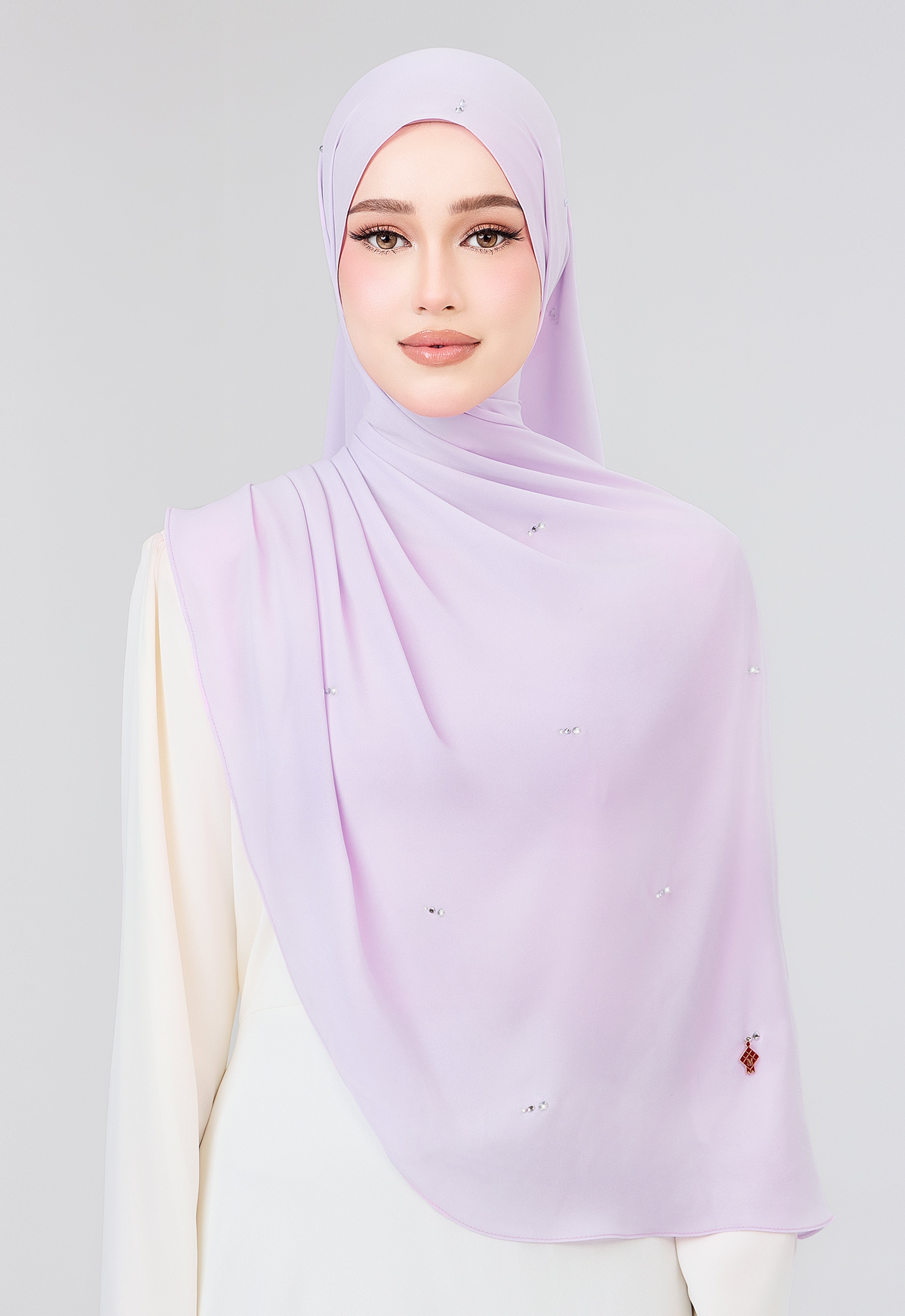 MINAZ HIJAB | SETULUS RAYA PLAIN STONE SHAWL - LILAC
