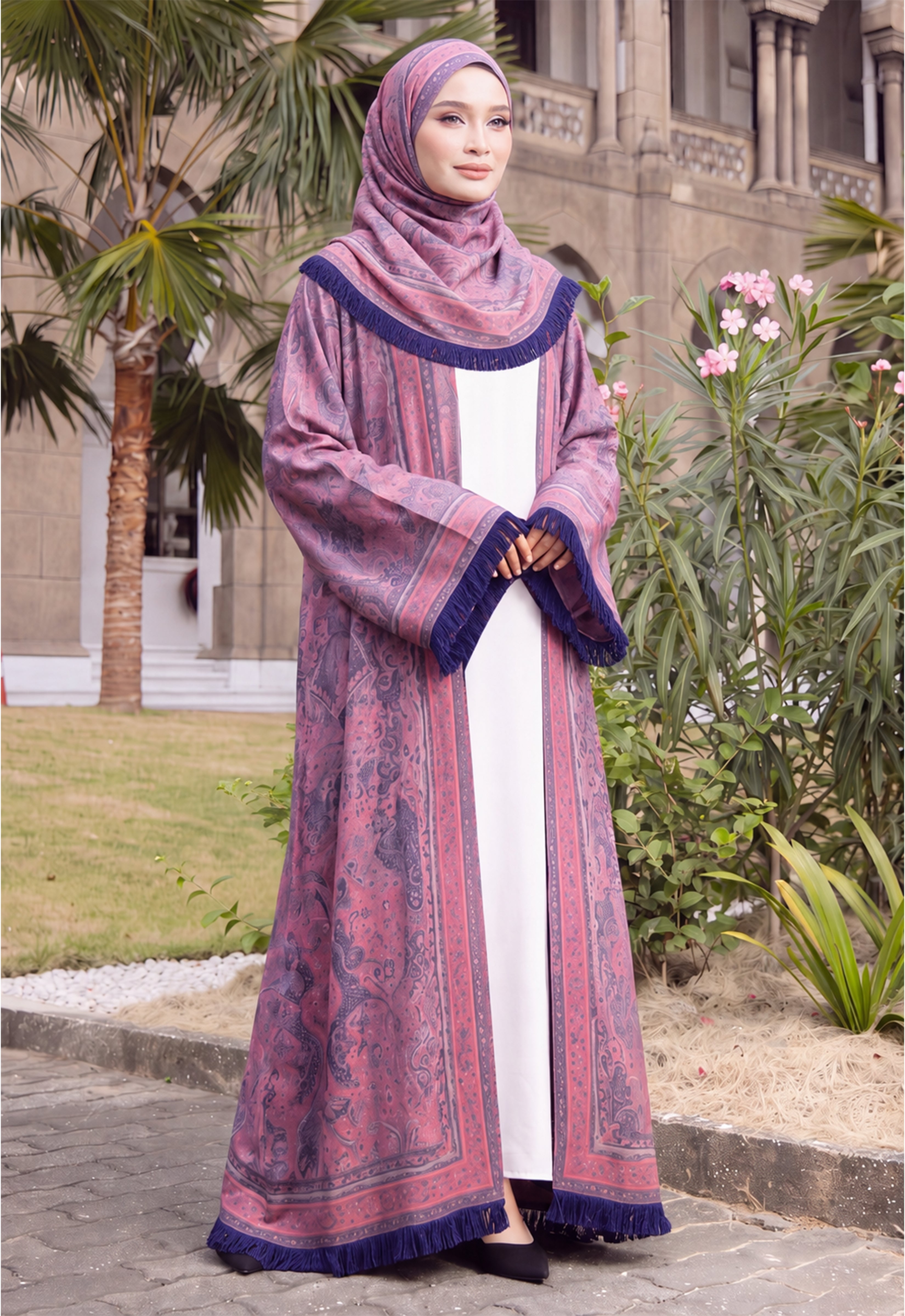 MINAZ JALABIYA | PASHMINA ABAYA - BERRY