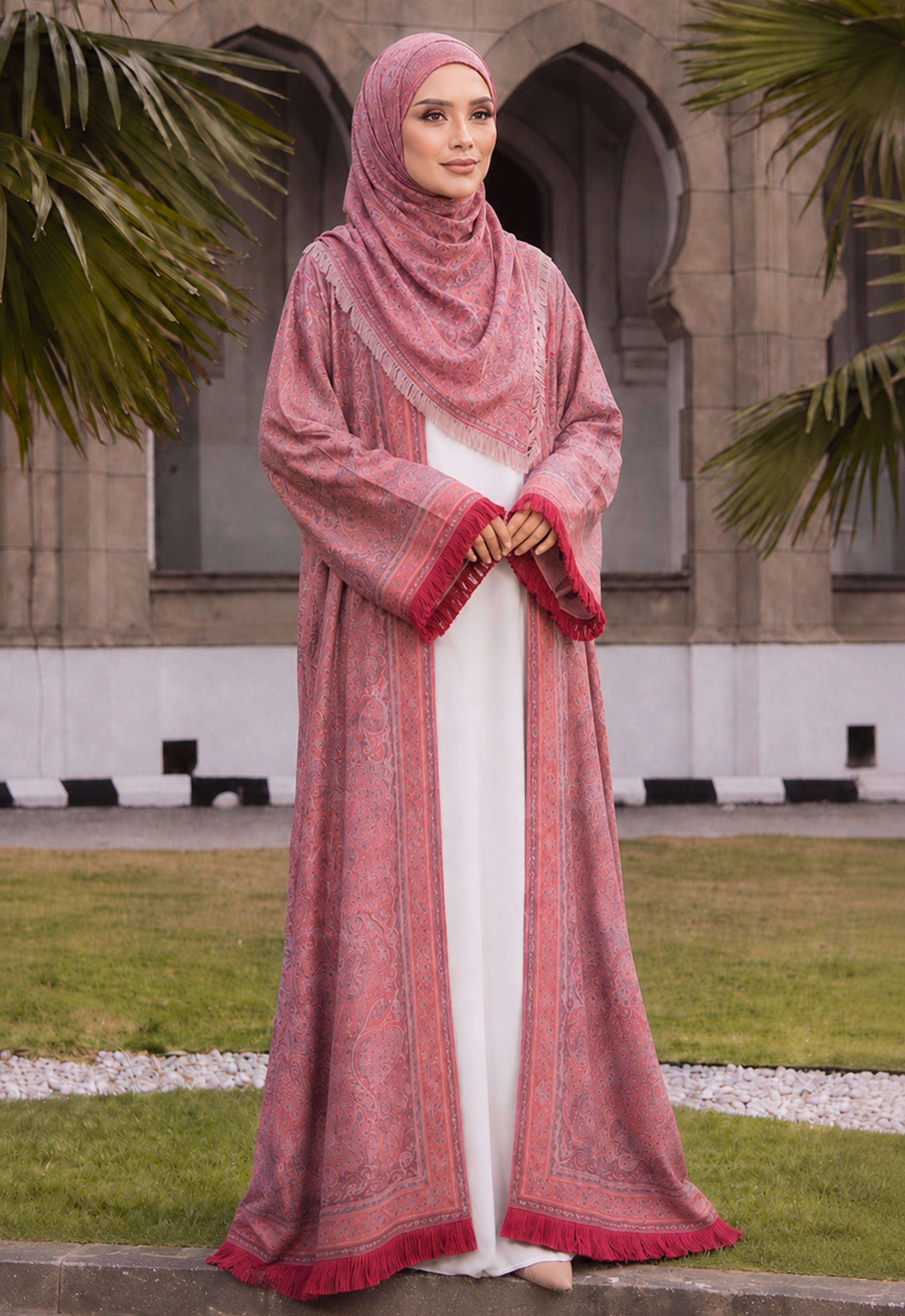 MINAZ JALABIYA | PASHMINA ABAYA - RED