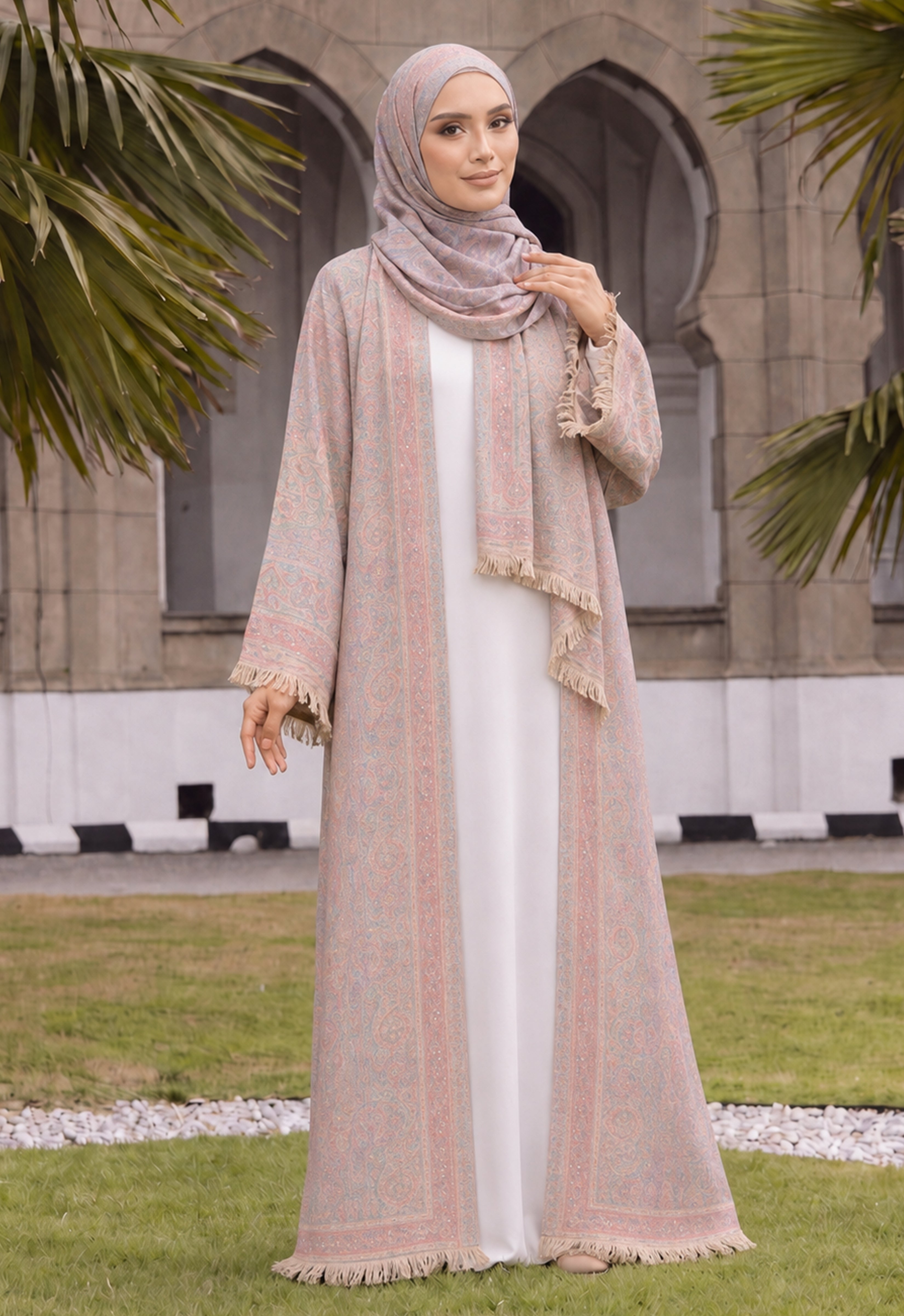 MINAZ JALABIYA | PASHMINA ABAYA - PEACH