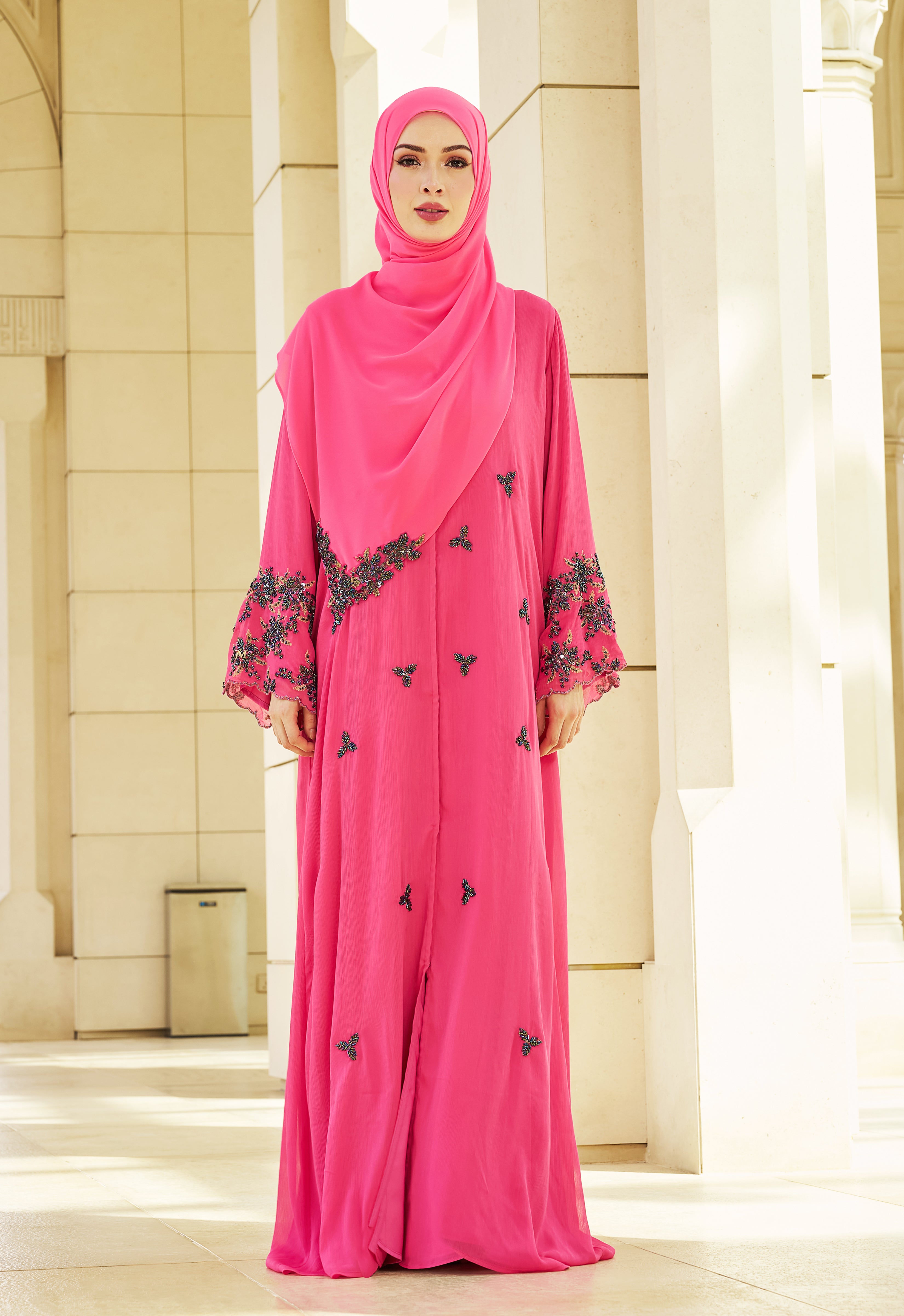 MANOHARA PREMIUM ABAYA - HOT PINK