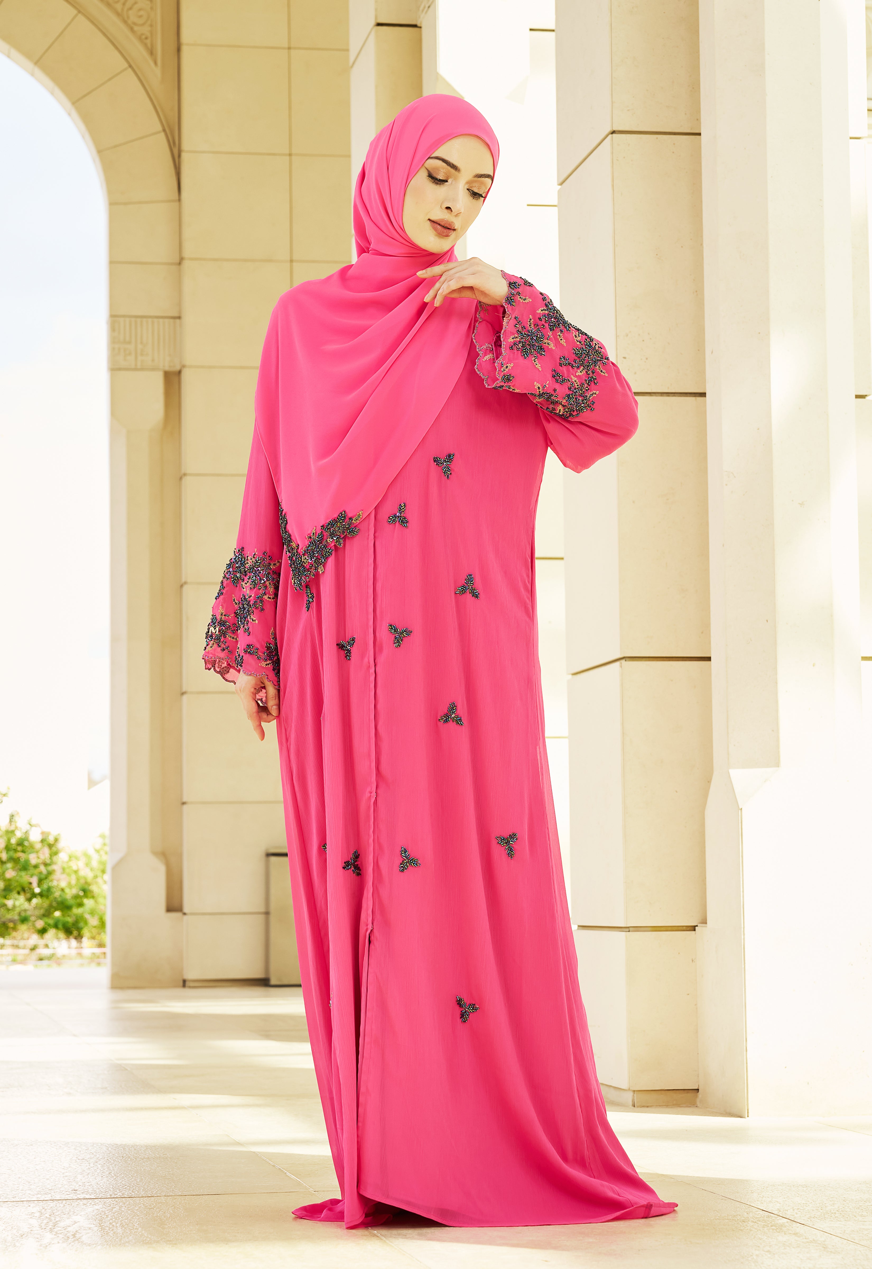 MANOHARA PREMIUM ABAYA - HOT PINK