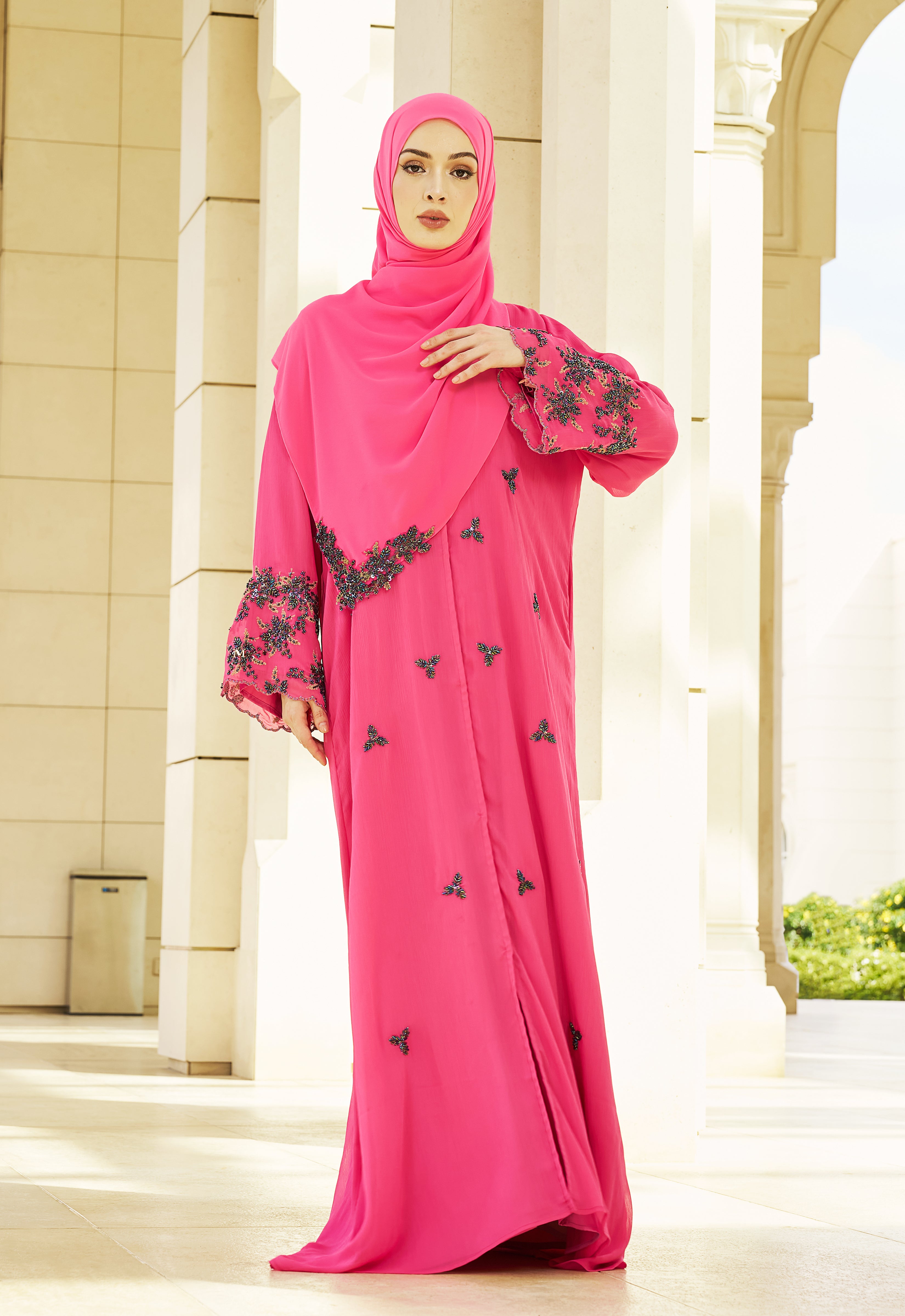 MANOHARA PREMIUM ABAYA - HOT PINK