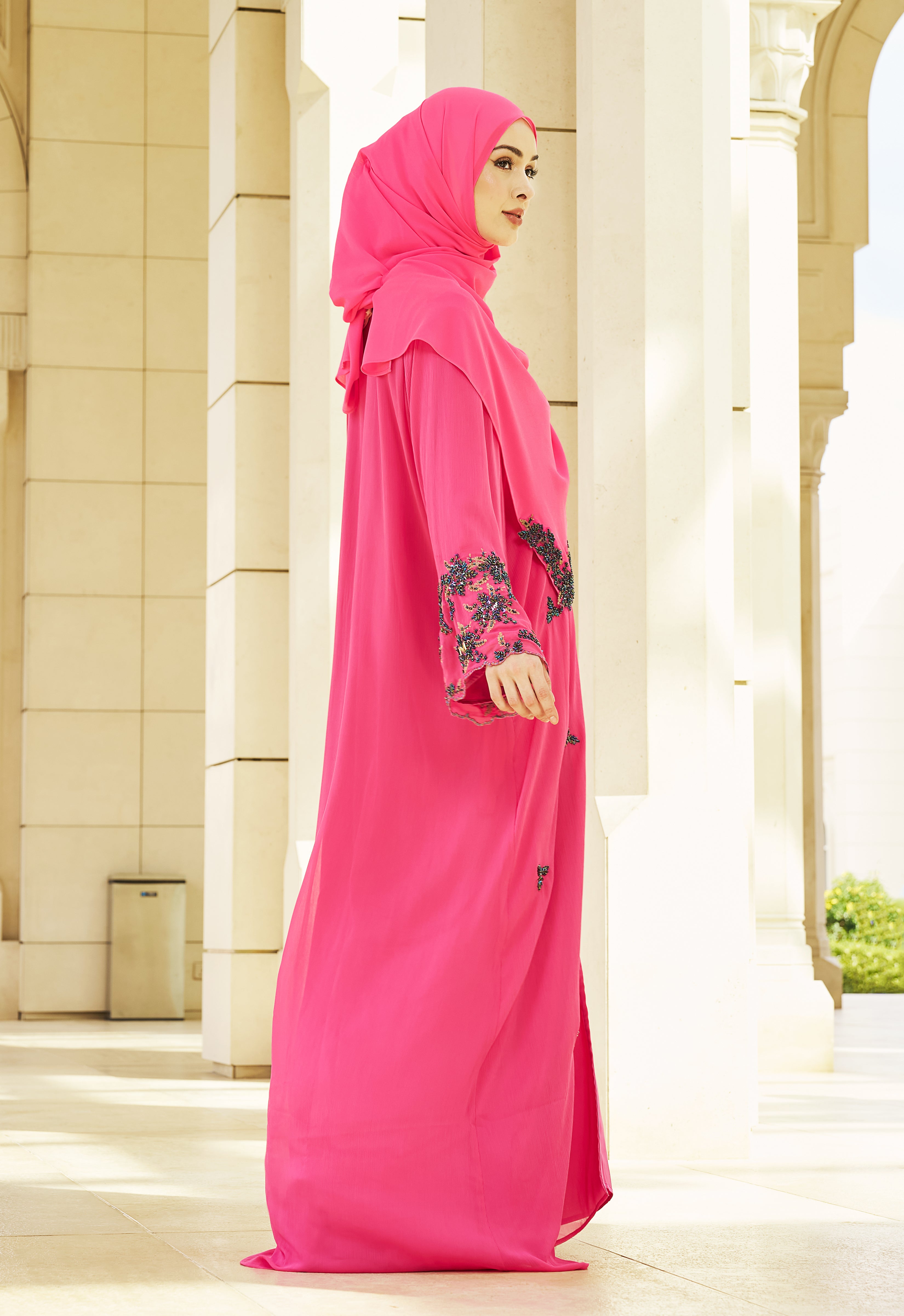 MANOHARA PREMIUM ABAYA - HOT PINK