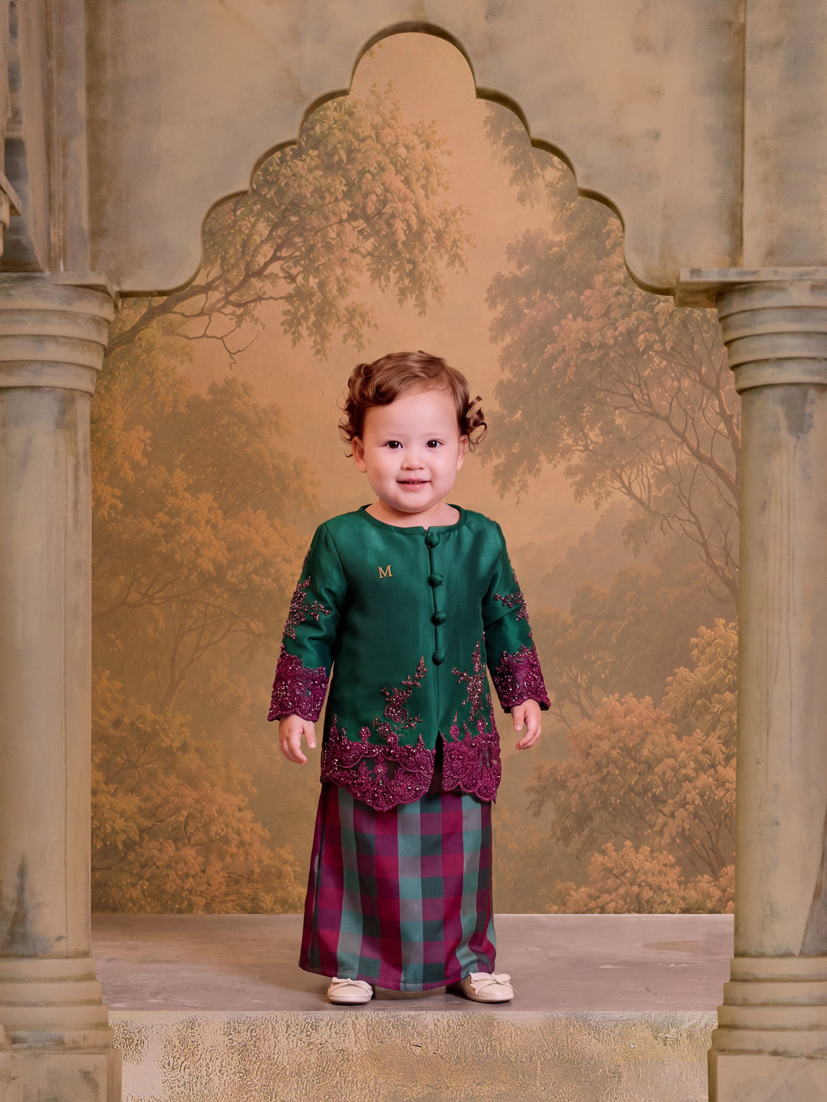 NILAM SERIES | NILAM LACEY KEBAYA BABY - FOREST PLUM