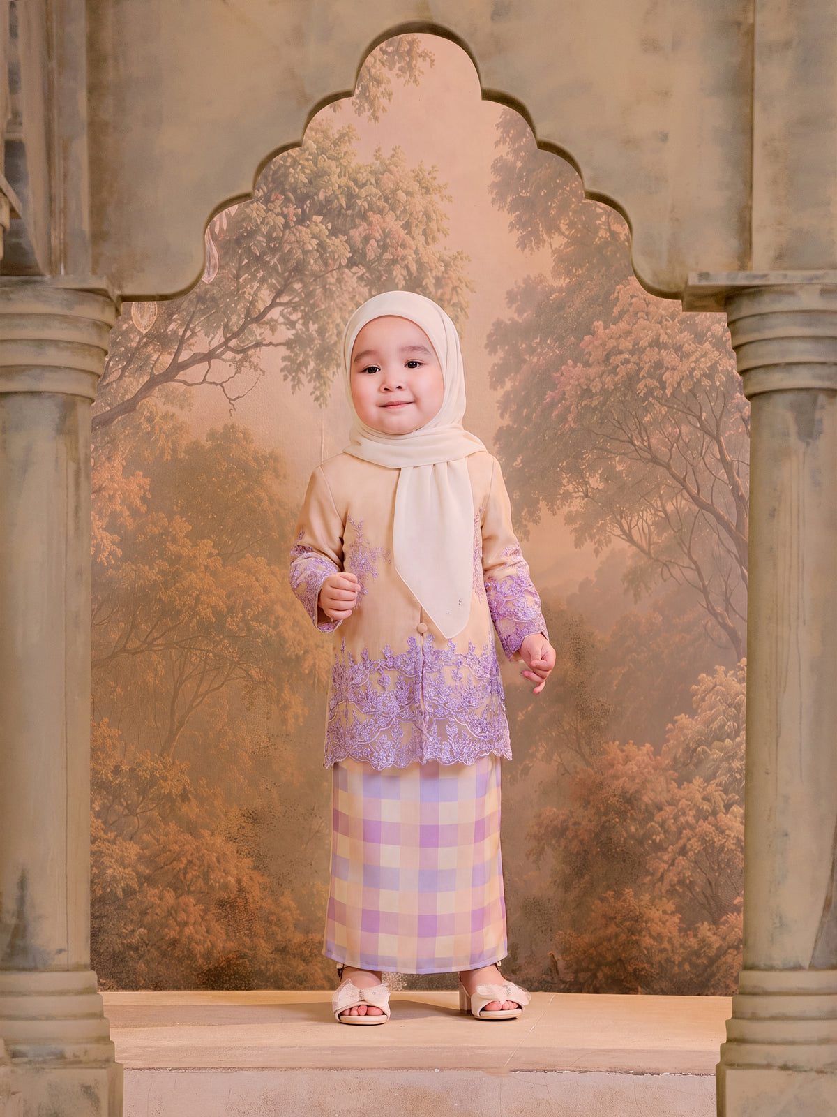NILAM SERIES | NILAM LACEY KEBAYA KIDS - BUTTERMILK LAVENDER
