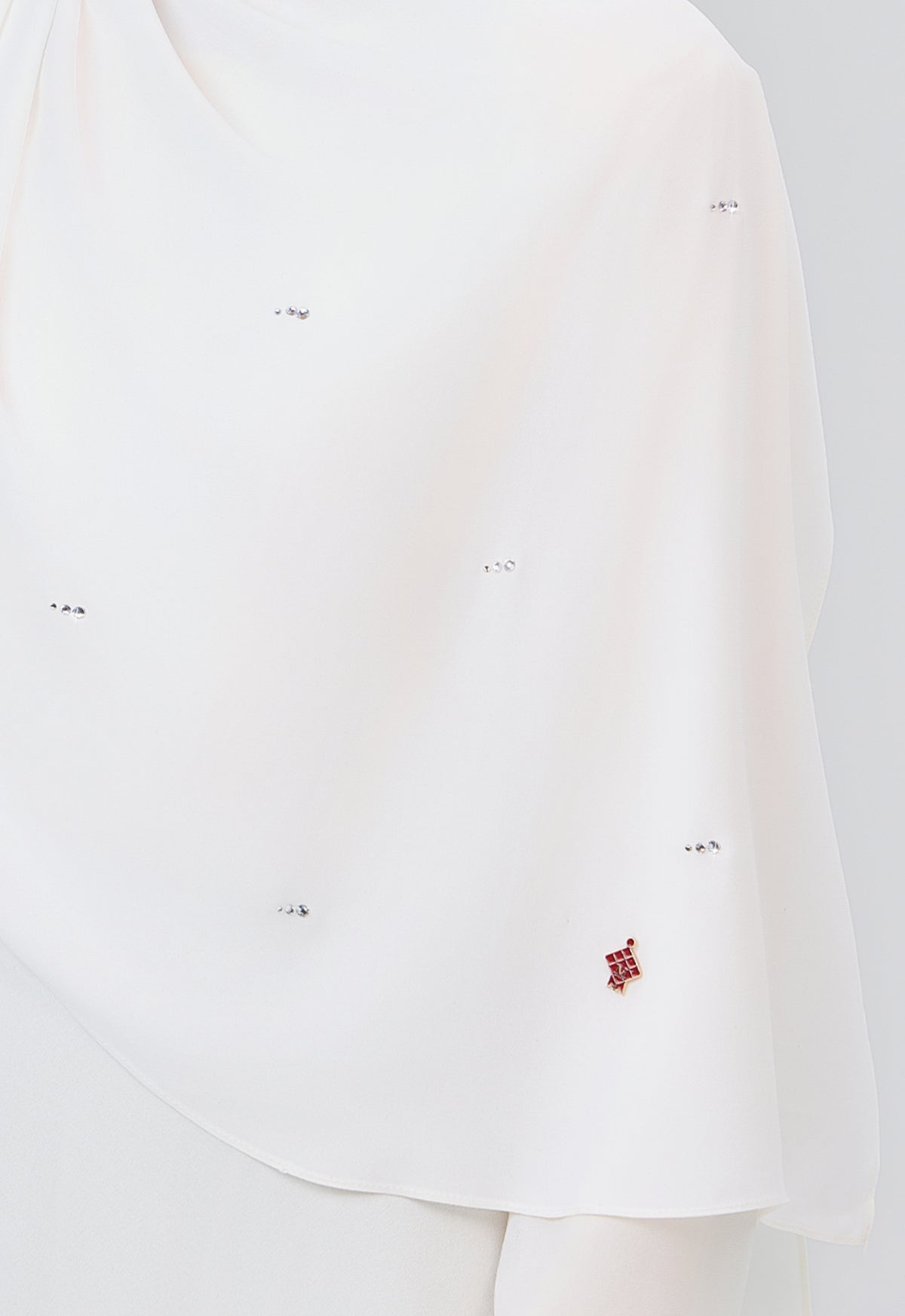 MINAZ HIJAB | SETULUS RAYA PLAIN STONE SHAWL - OFF WHITE