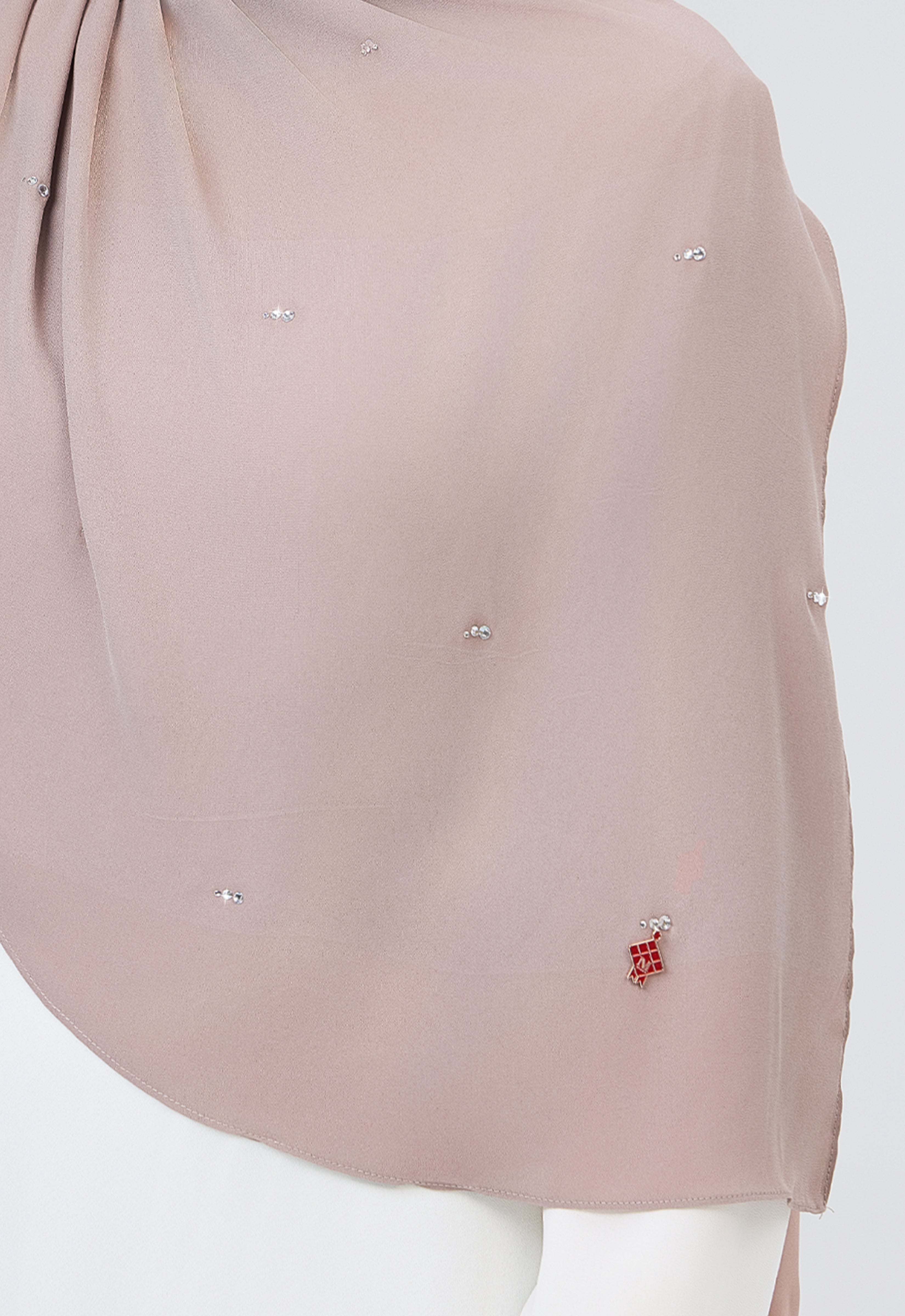 MINAZ HIJAB | SETULUS RAYA PLAIN STONE SHAWL - PALE BROWN