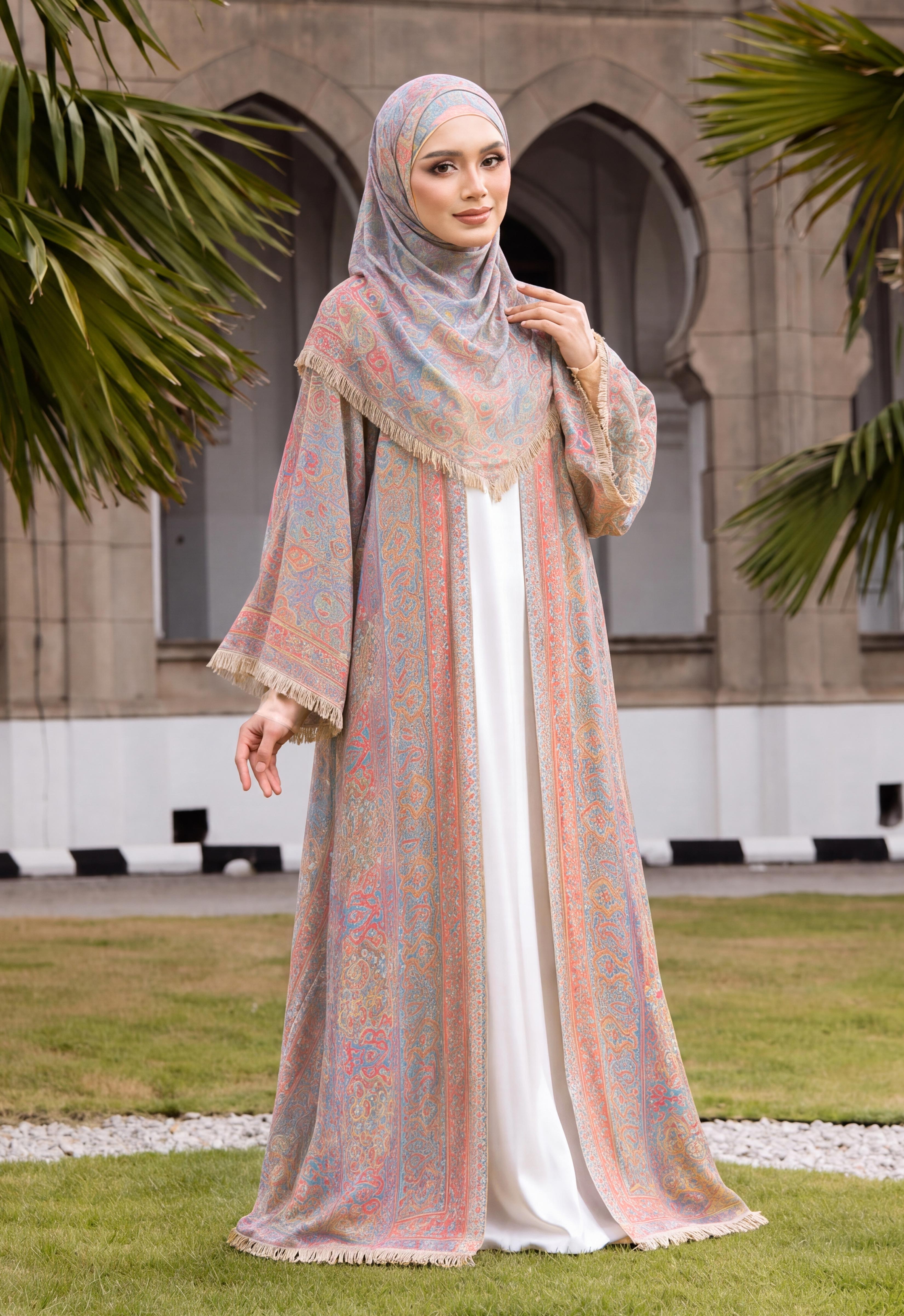 MINAZ JALABIYA | PASHMINA ABAYA - PEACH