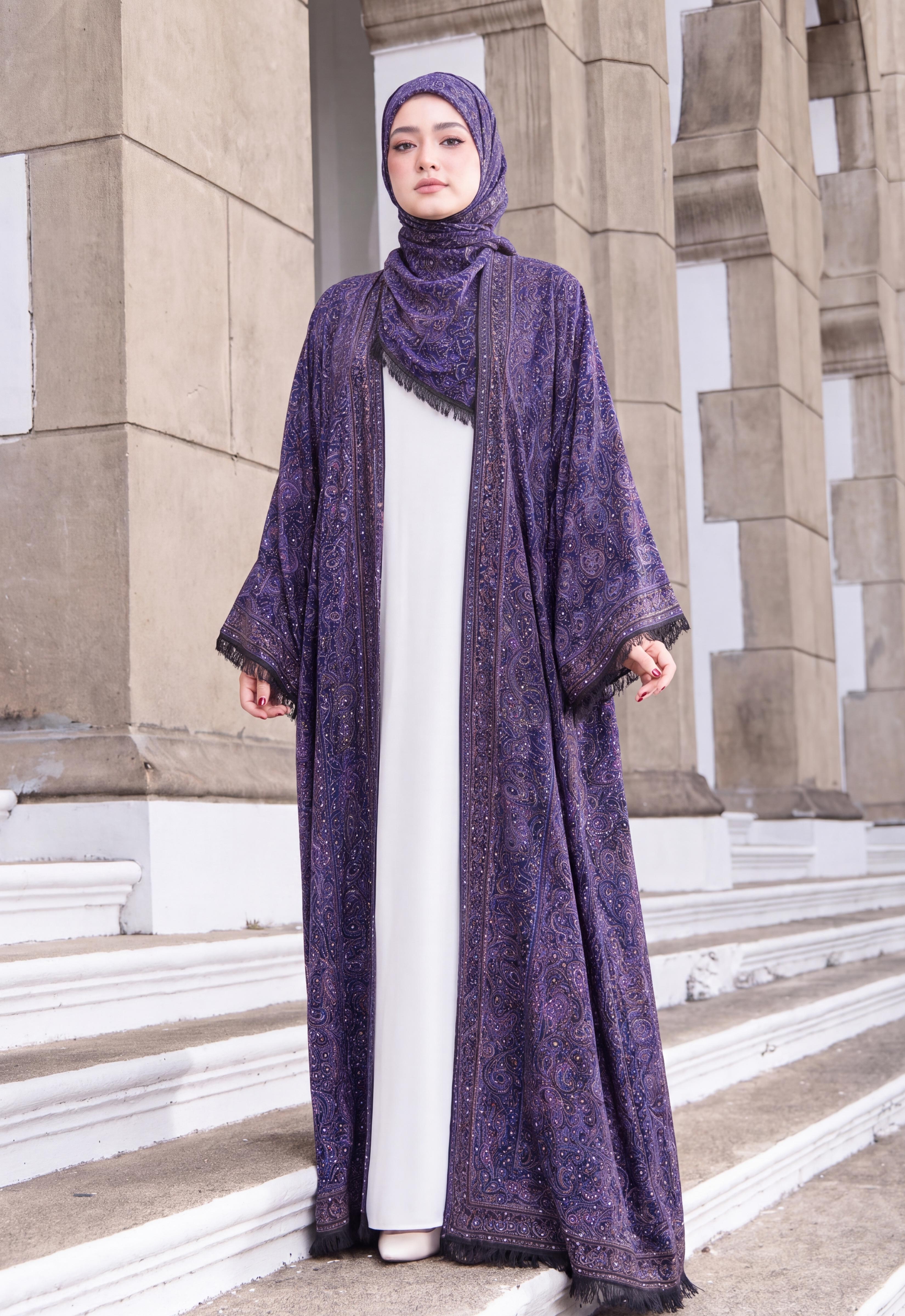 MINAZ JALABIYA | PASHMINA ABAYA - PURPLE