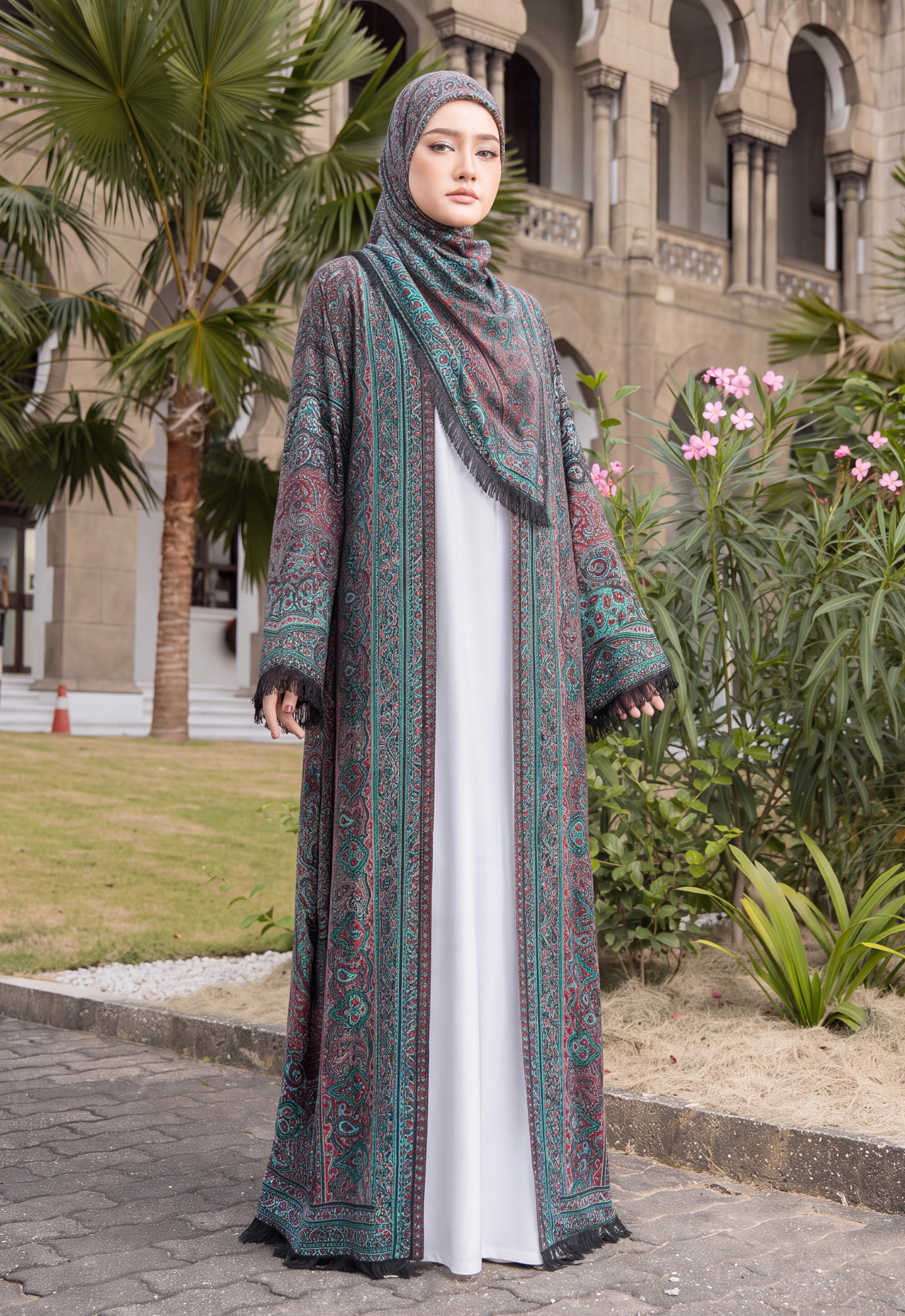 MINAZ JALABIYA | PASHMINA ABAYA - TURQUOISE