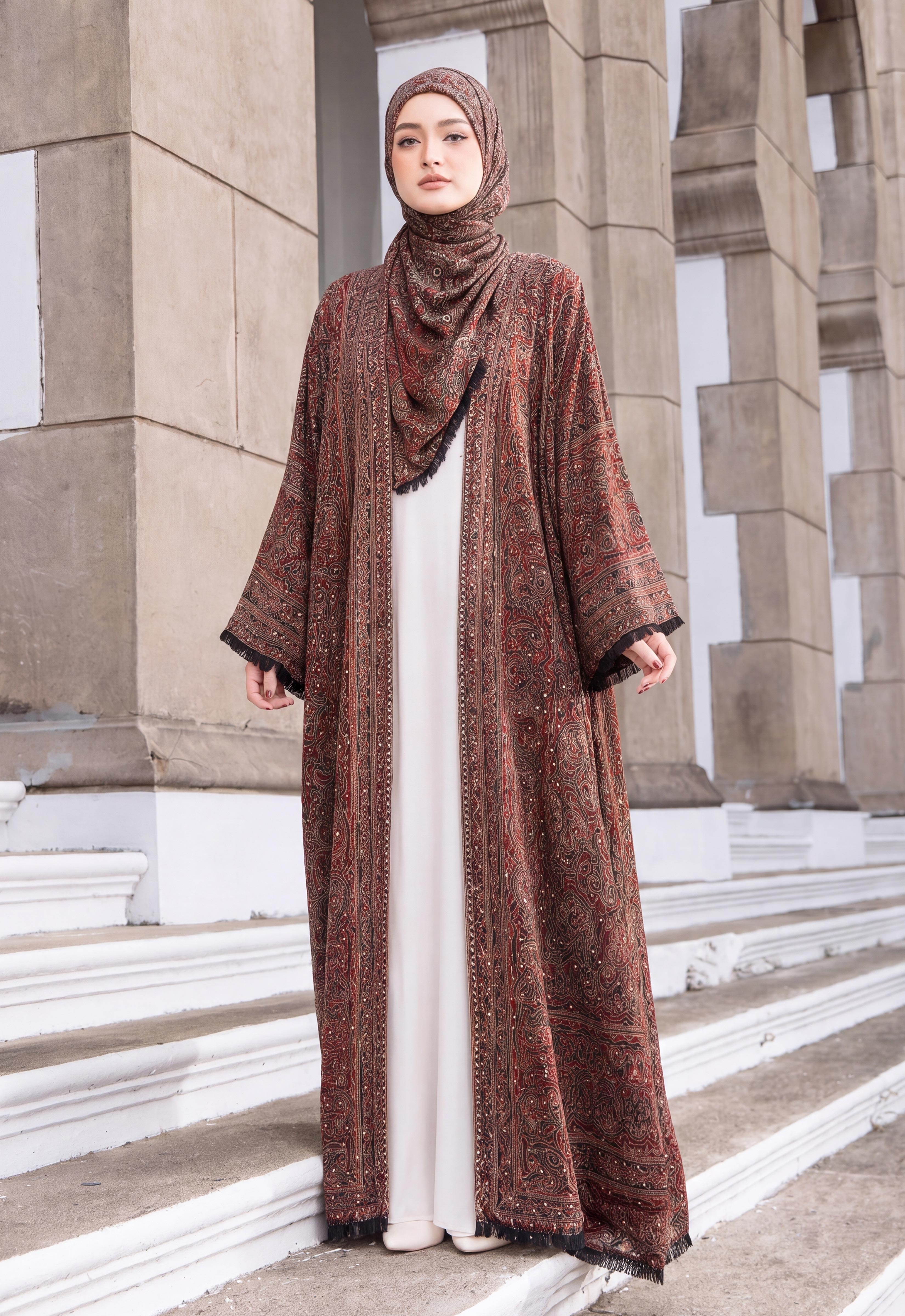 MINAZ JALABIYA | PASHMINA ABAYA - MAROON