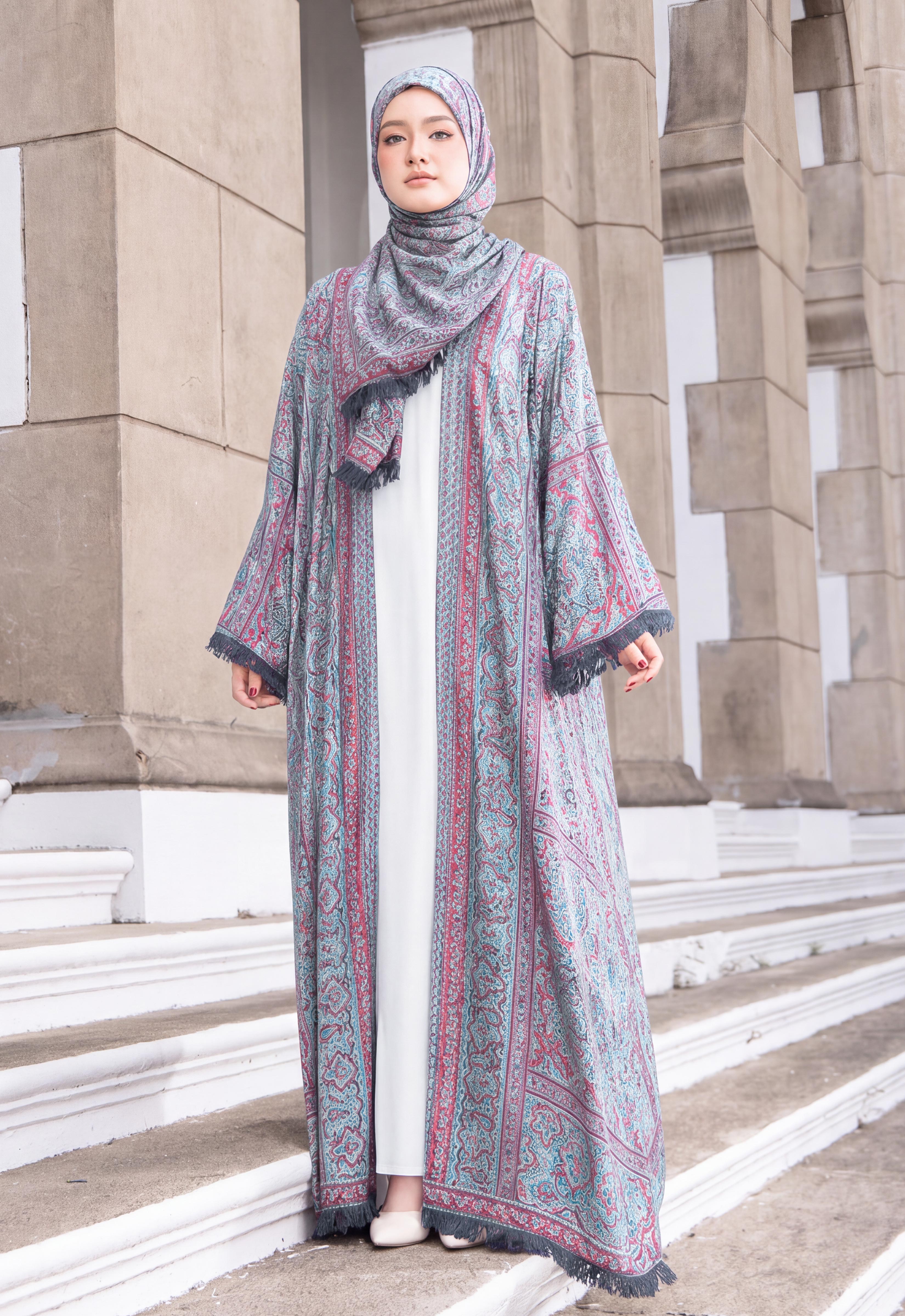 MINAZ JALABIYA | PASHMINA ABAYA - CYAN