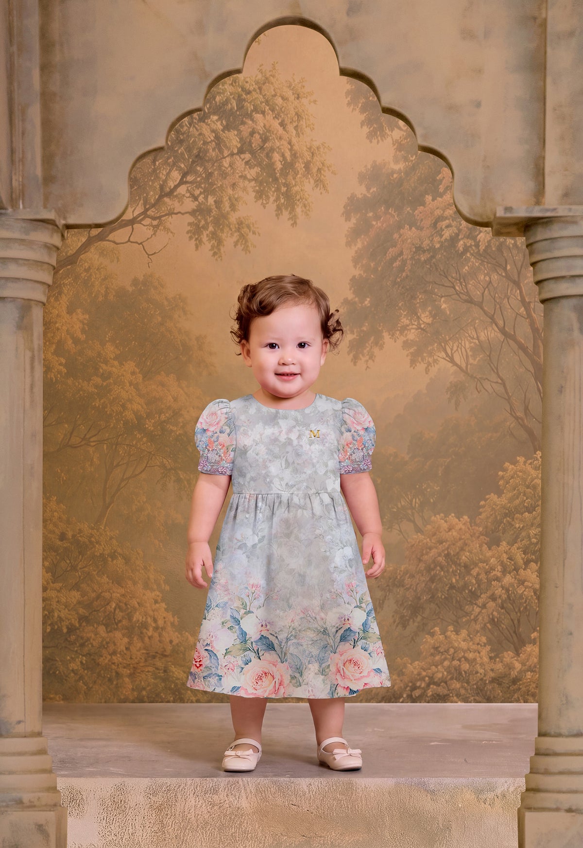 LUXE SERIES | ROSEY BABY DRESS - POWDER BLUE