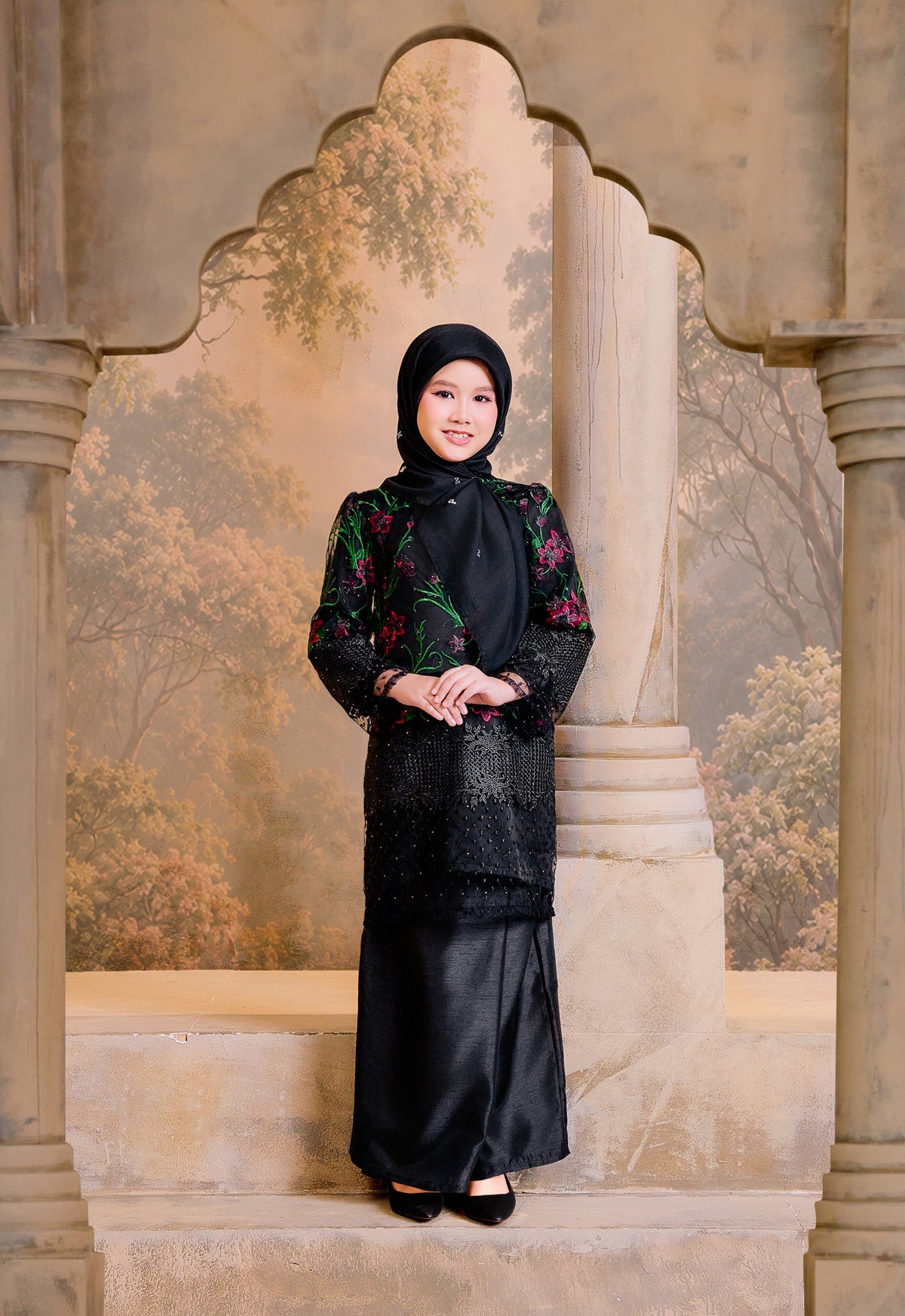 LUXE SERIES | SEROJA LACEY KURUNG RIAW KIDS  - BLACK