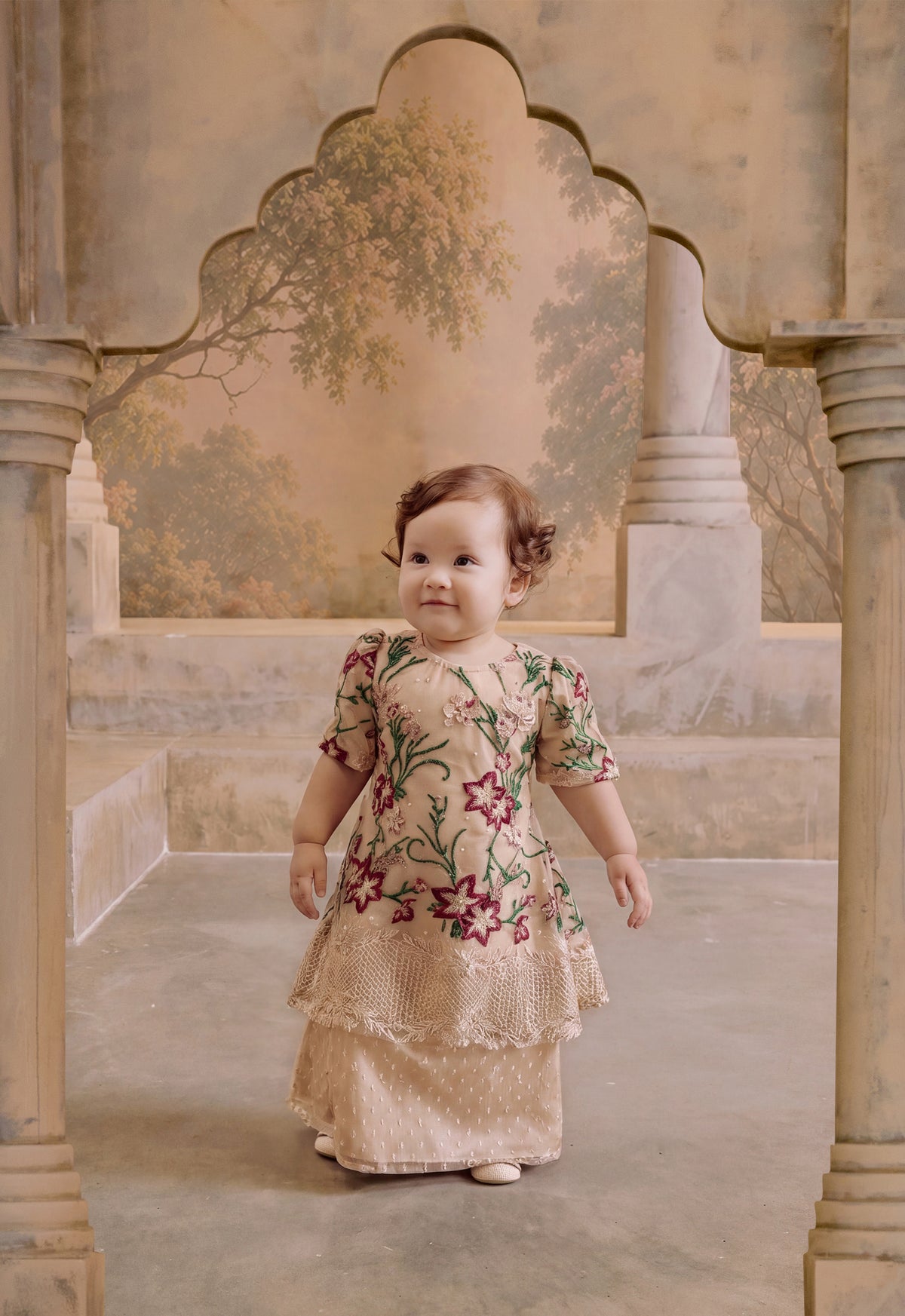 LUXE SERIES | SEROJA LACEY BABY DRESS  - CHAMPAGNE