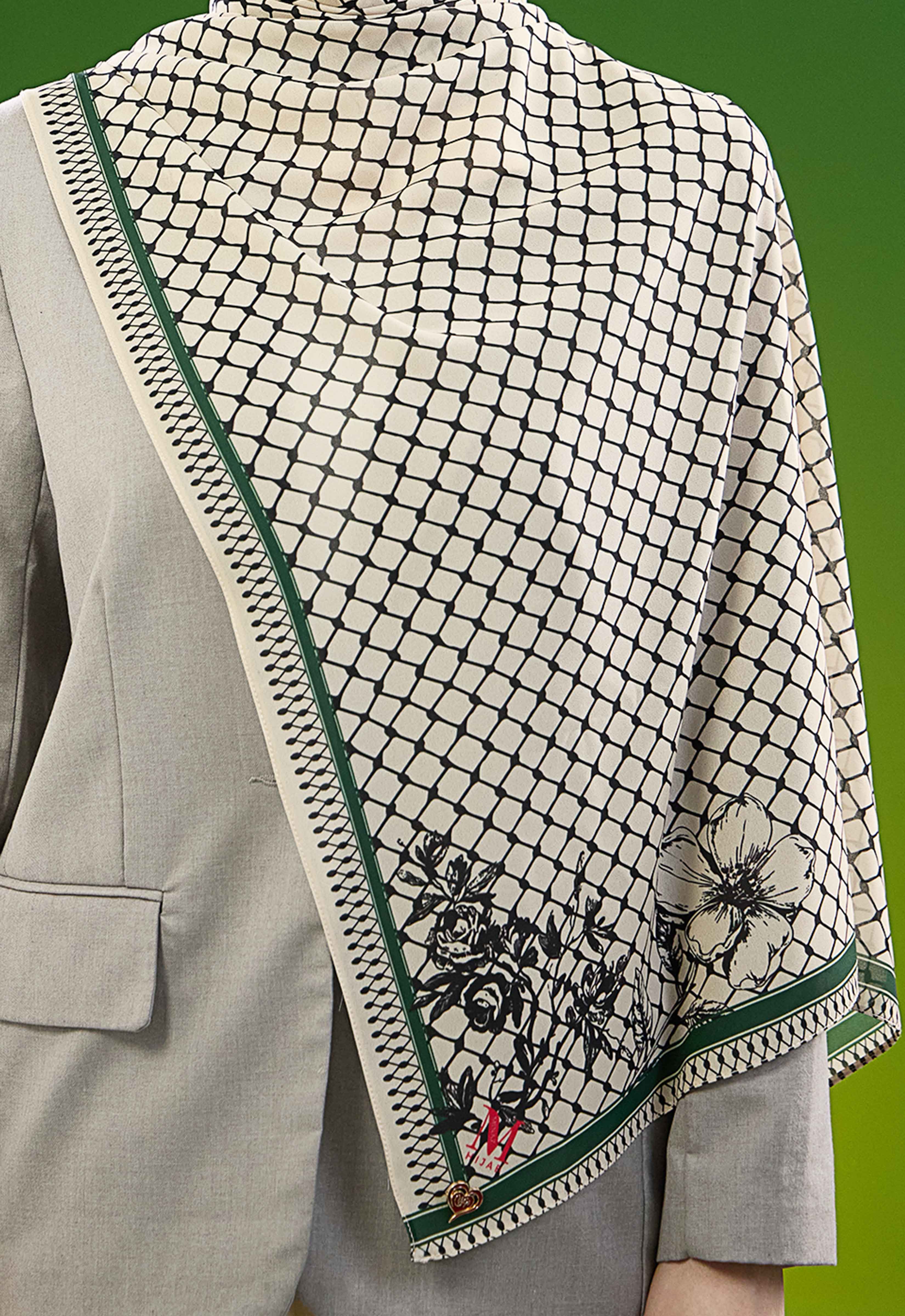 FREE PALESTINE SHAWL - KUFIYA CHAMPAGNE