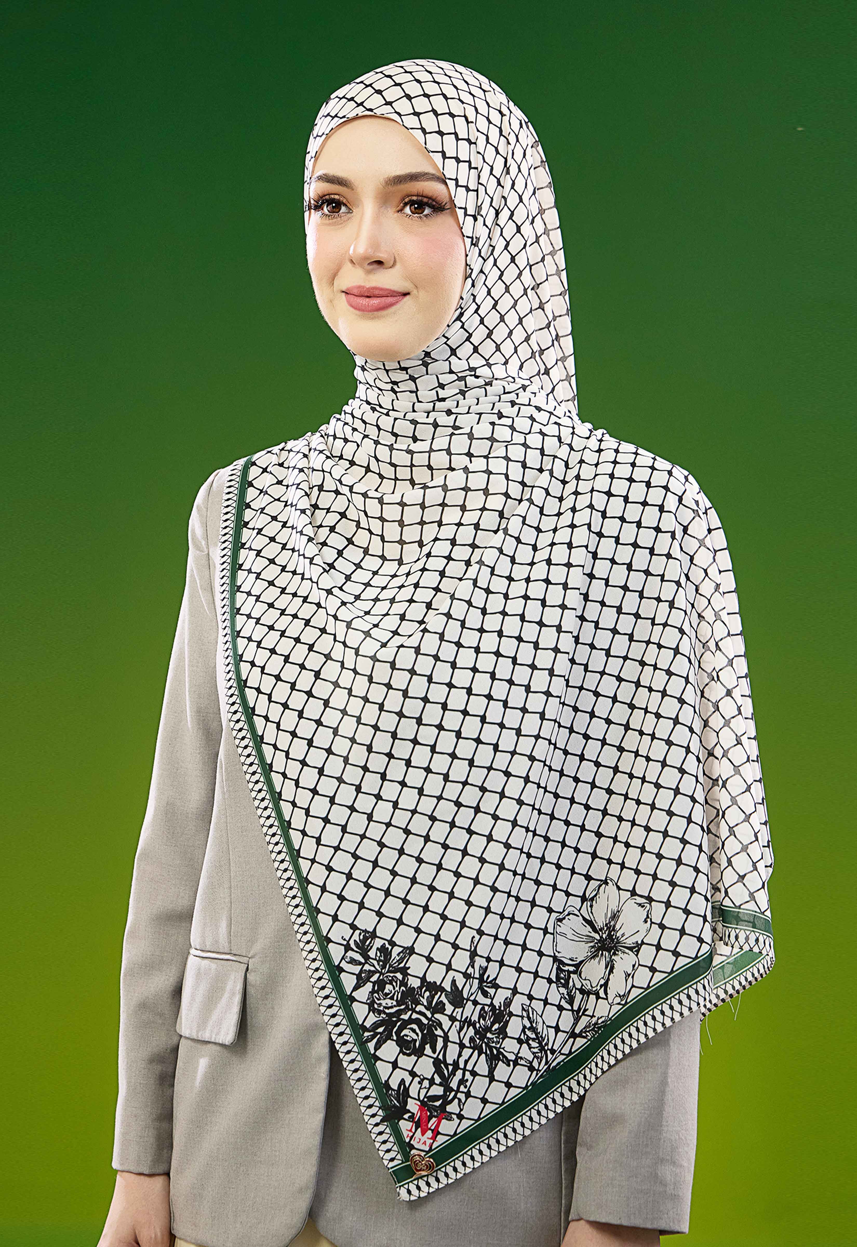 FREE PALESTINE SHAWL - KUFIYA OFF WHITE
