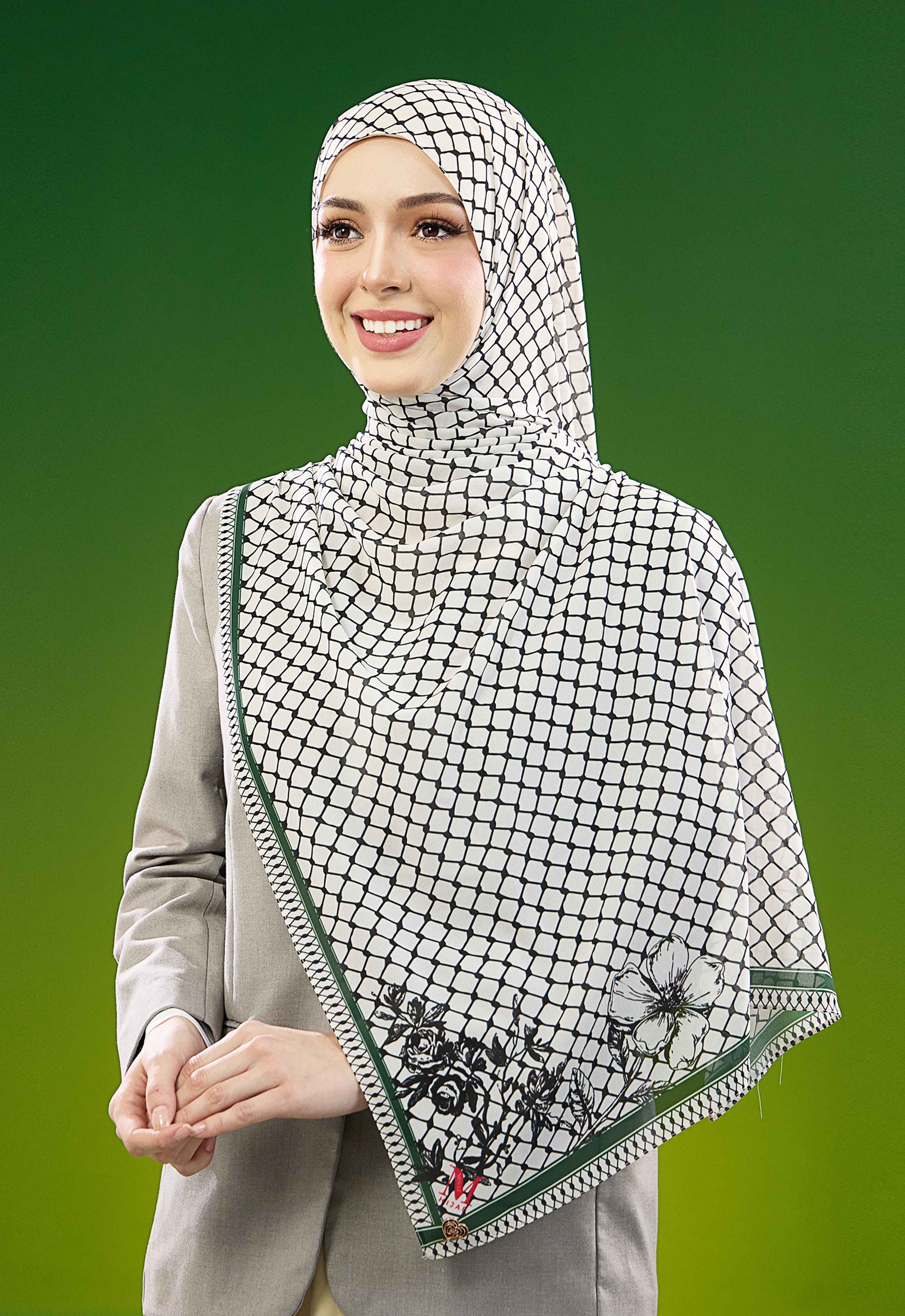 FREE PALESTINE SHAWL - KUFIYA OFF WHITE