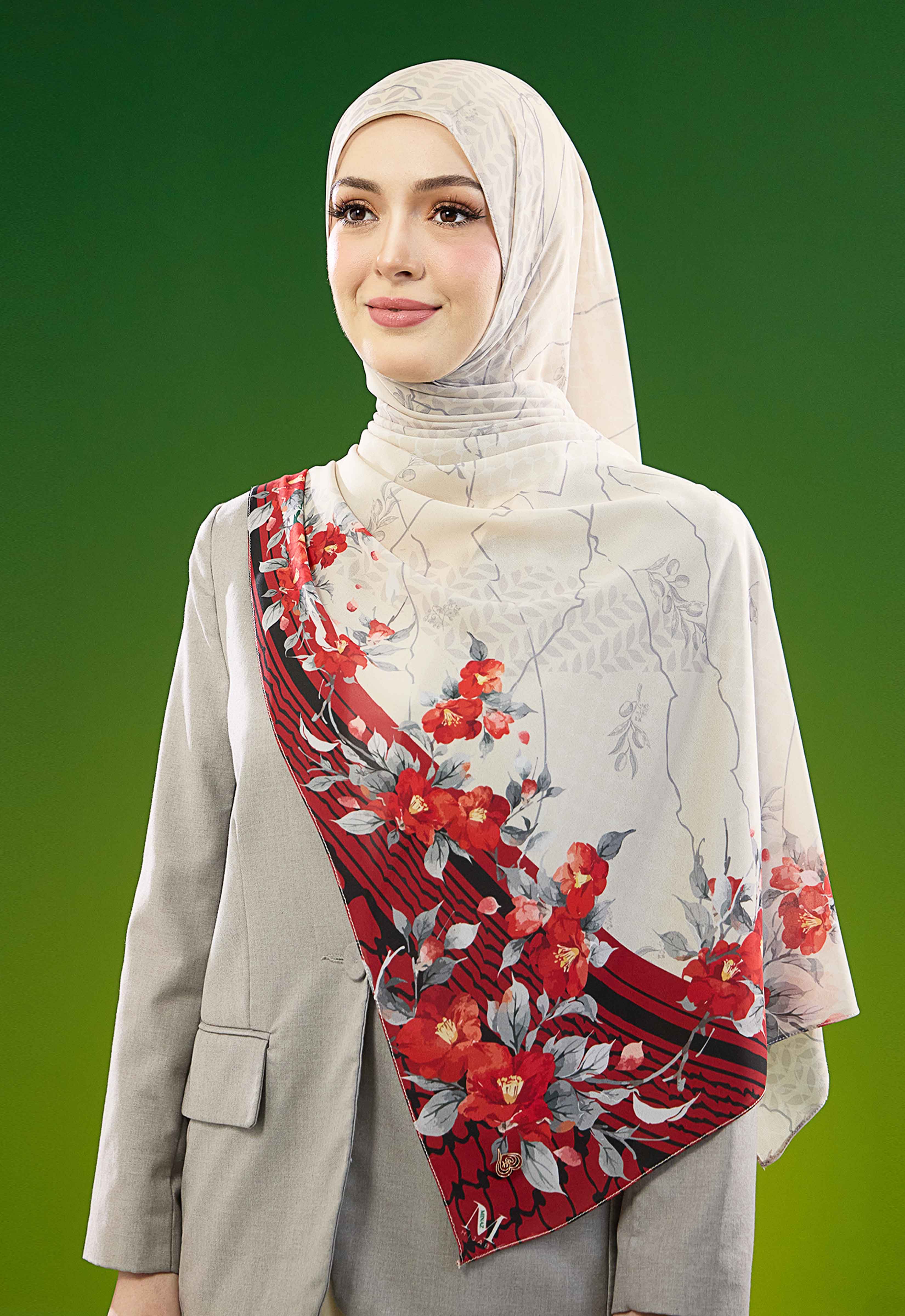 FREE PALESTINE SHAWL - PALESTINE BLOOM CHAMPAGNE