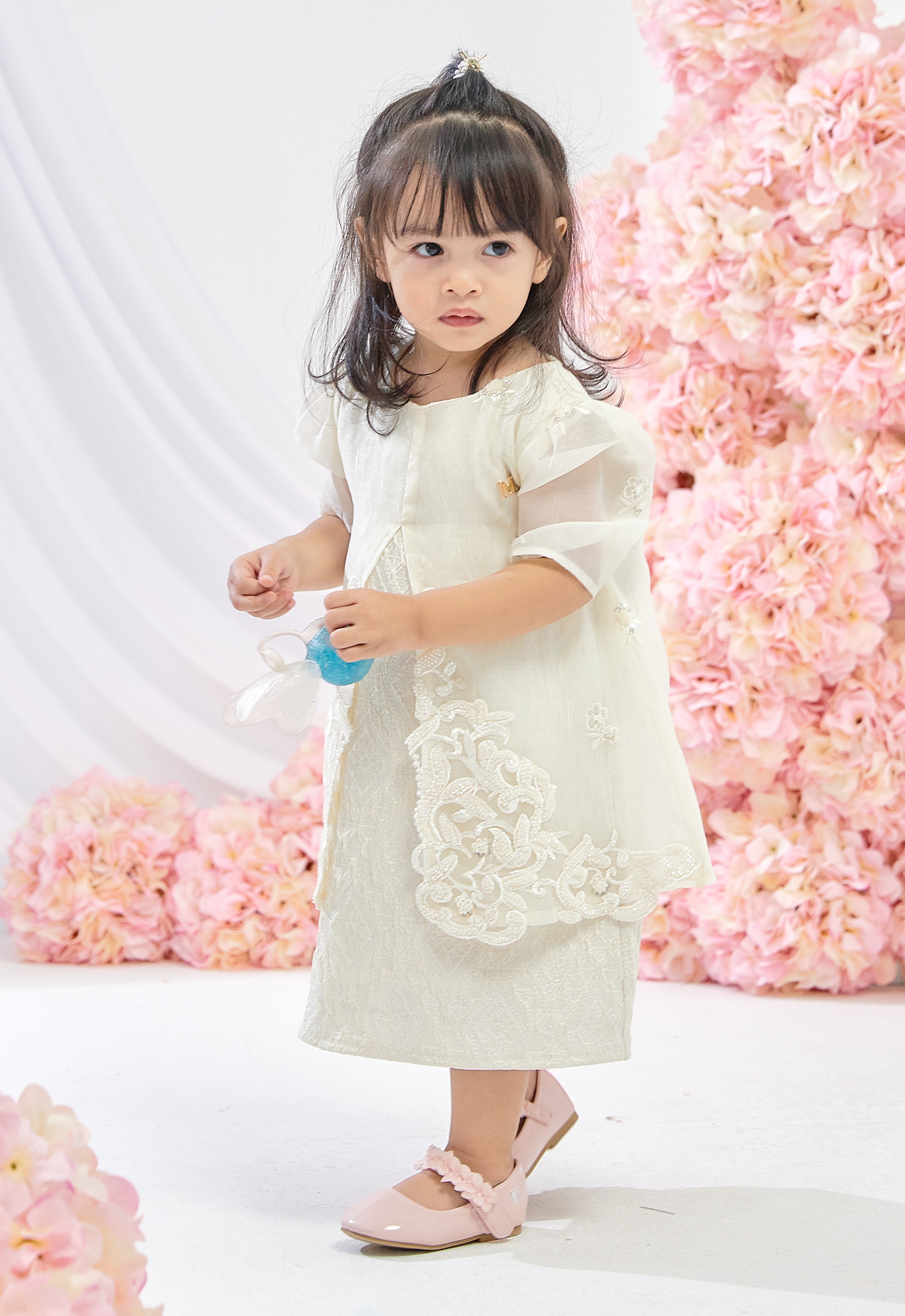 BABY TENGKU AMINAH DRESS SONGKET - CREAM