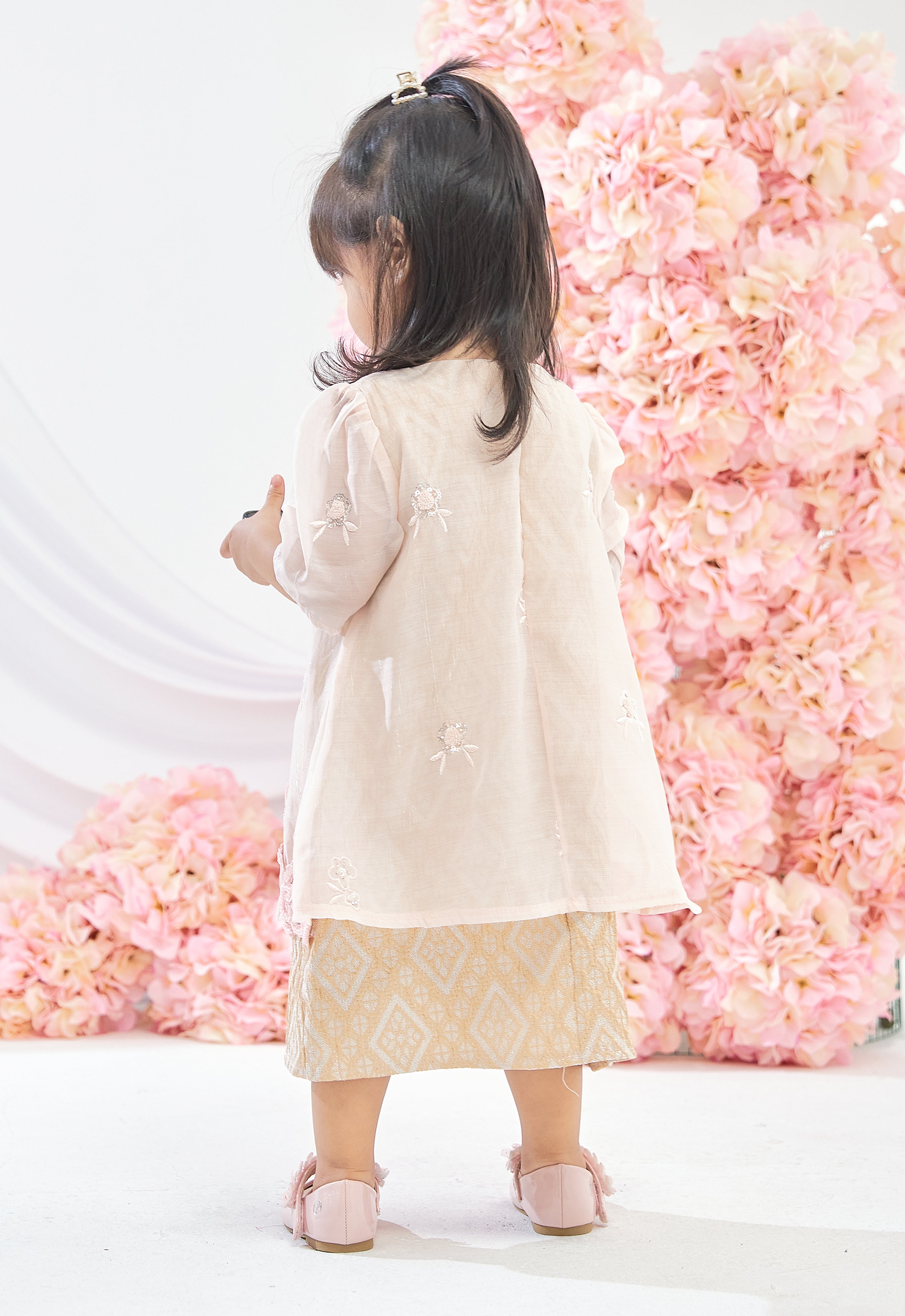 BABY TENGKU AMINAH DRESS SONGKET - SOFT PINK