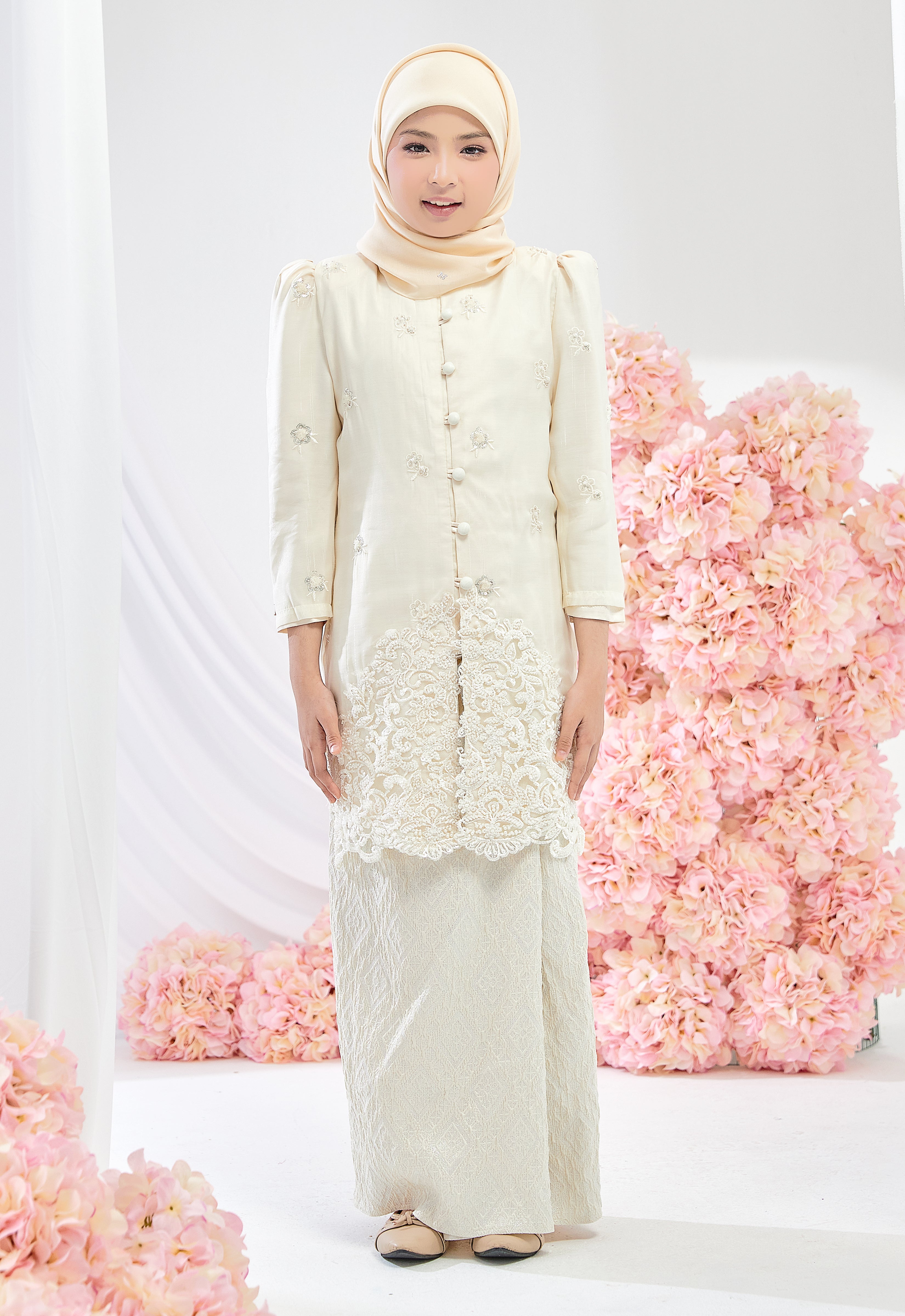 KIDS TENGKU AMINAH KEBAYA SONGKET - CREAM