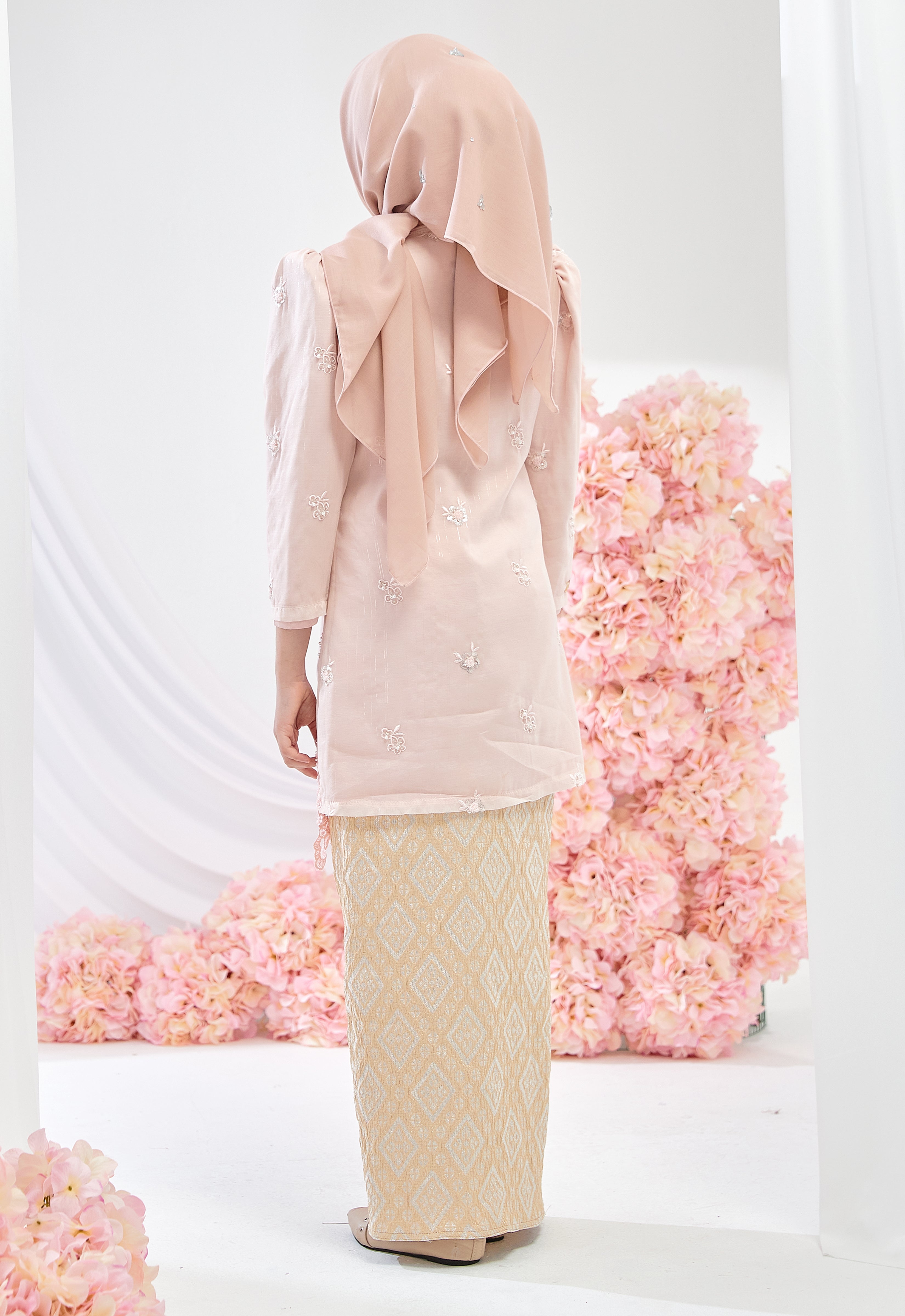 KIDS TENGKU AMINAH KEBAYA SONGKET - SOFT PINK