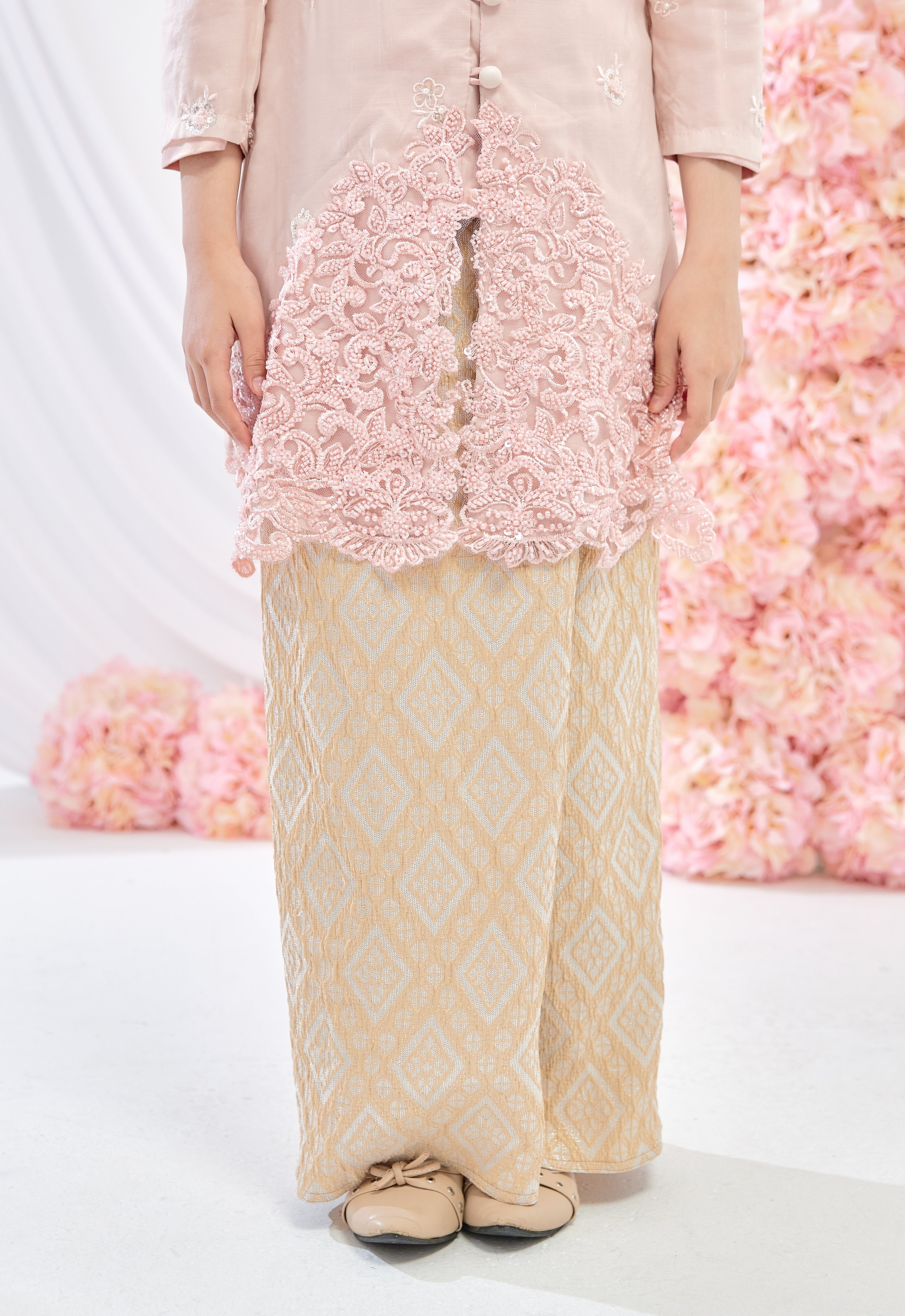 KIDS TENGKU AMINAH KEBAYA SONGKET - SOFT PINK