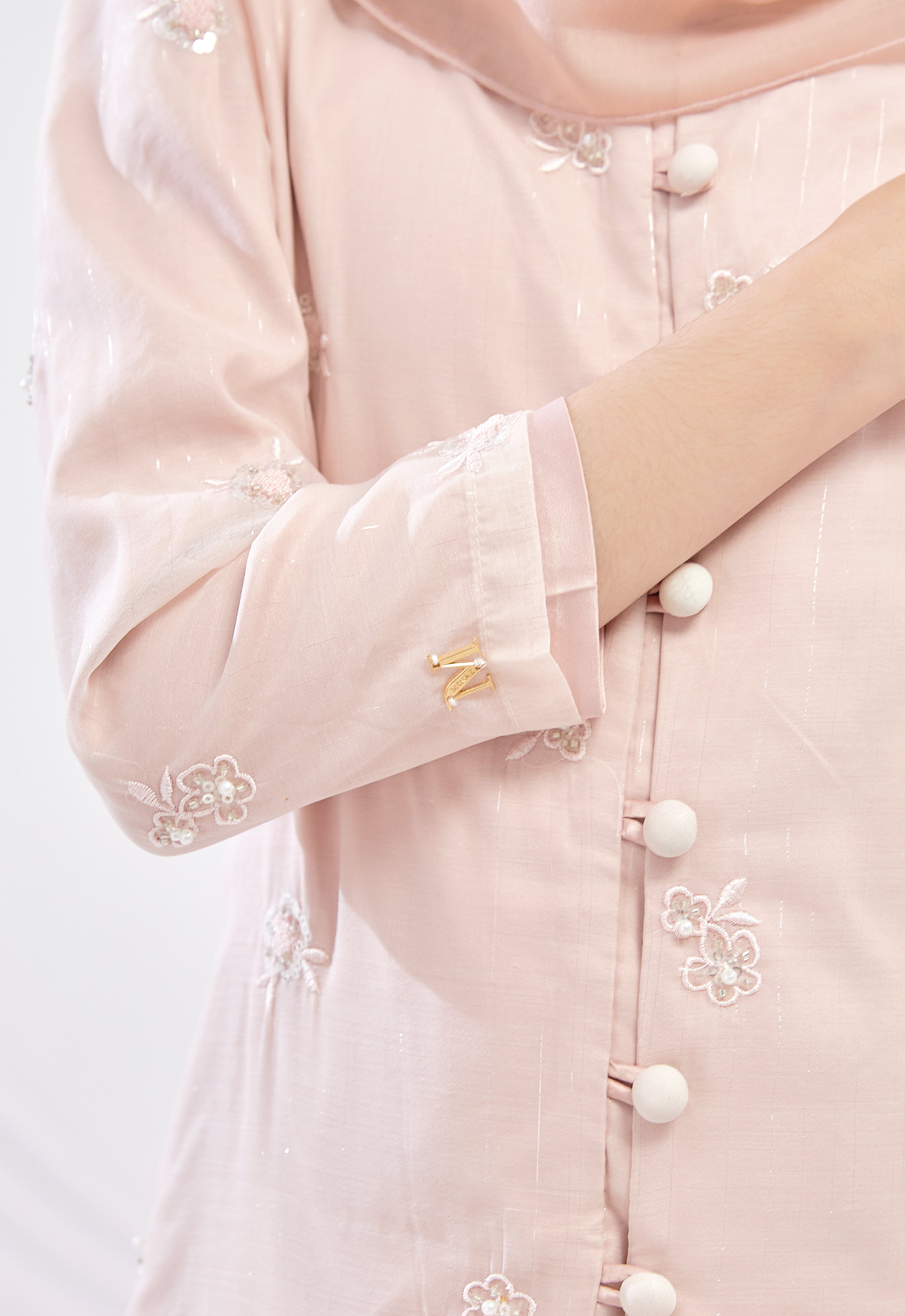 KIDS TENGKU AMINAH KEBAYA SONGKET - SOFT PINK