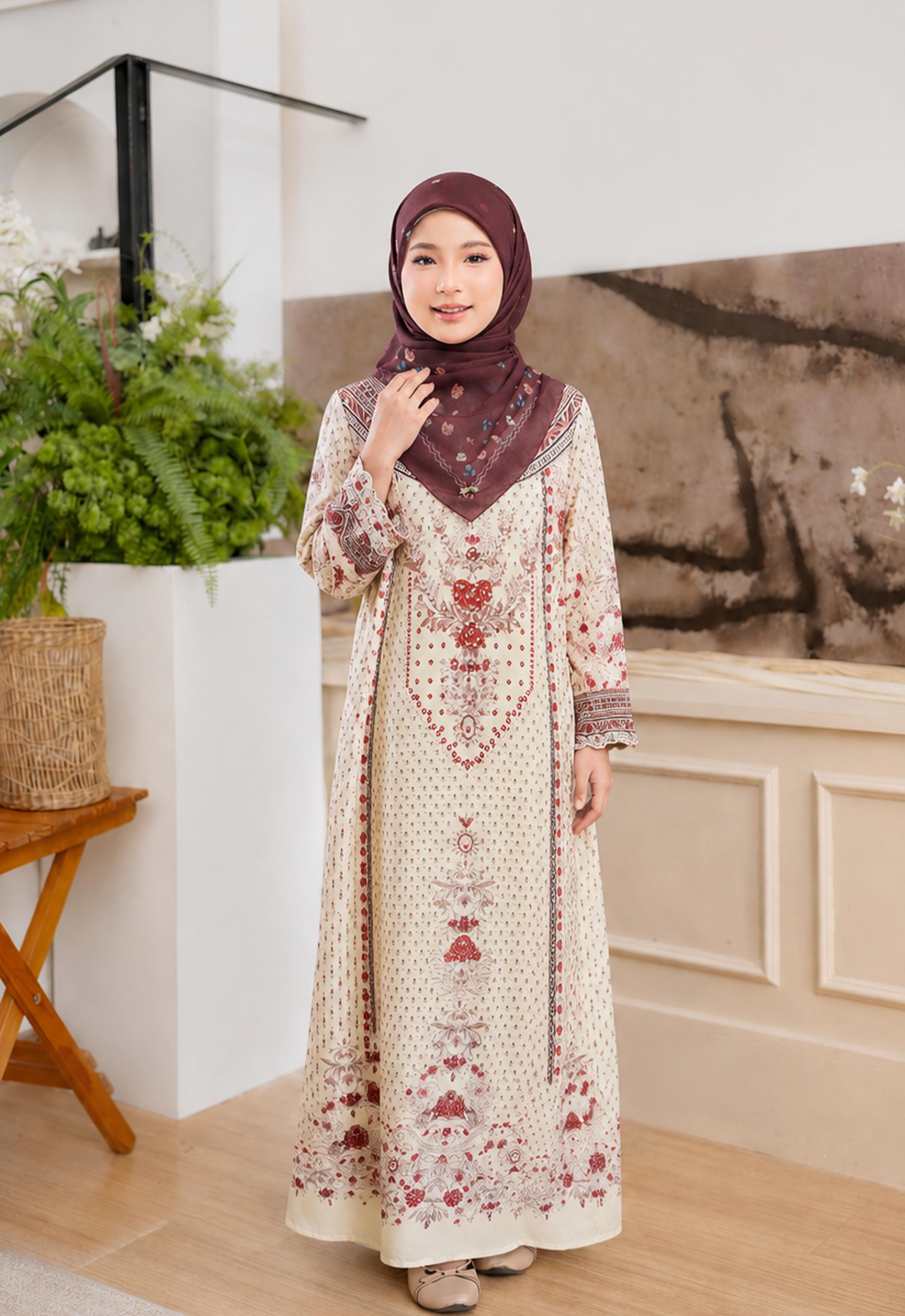 MINAZ ABAYA | KIDS TAALIA PRINTED JALABIYA - LIGHT YELLOW