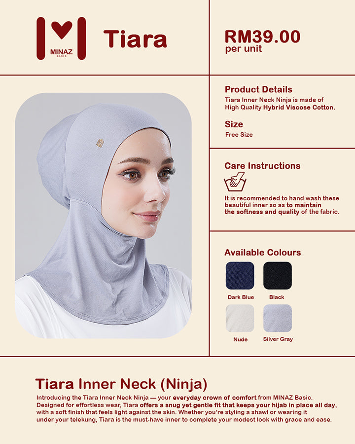 COMBO MINAZ BASIC | Tiara Snowcap, Tiara Innerneck Ninja, Nadi Handsock, Small Pin Brooch & Random Gift Box
