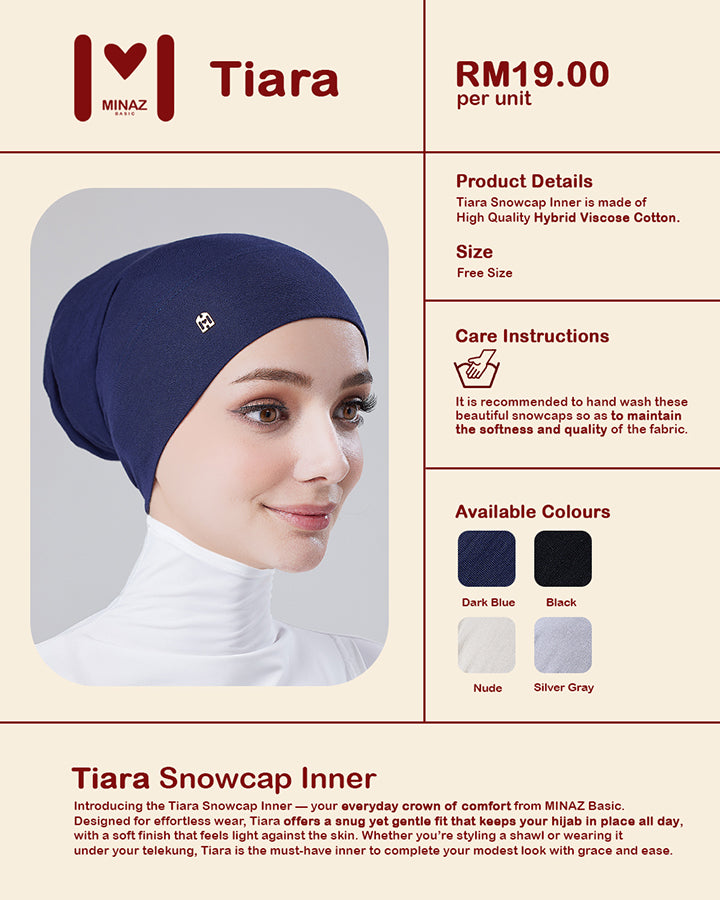 COMBO MINAZ BASIC | Tiara Snowcap, Tiara Innerneck Ninja, Nadi Handsock, Small Pin Brooch & Random Gift Box