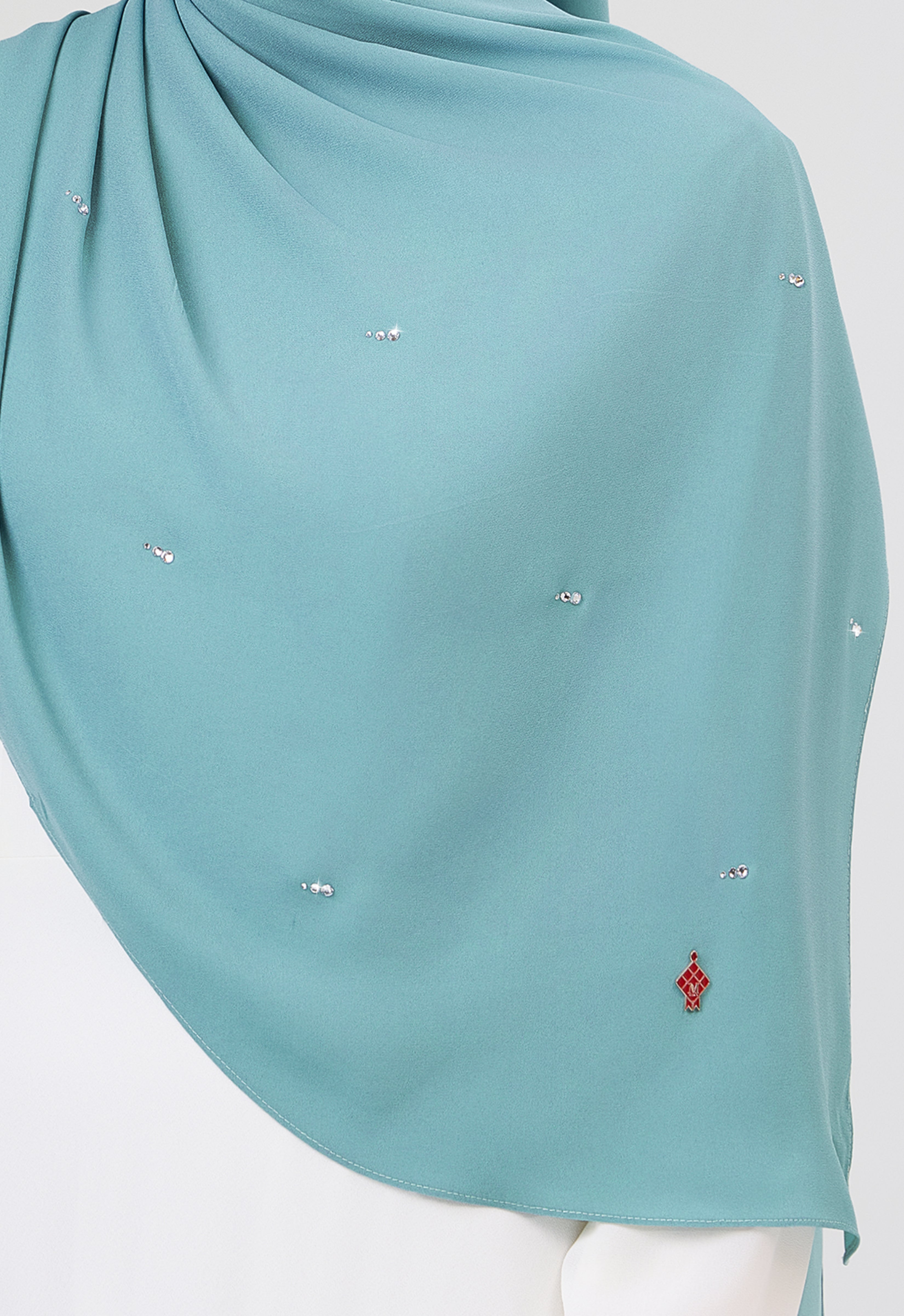 MINAZ HIJAB | SETULUS RAYA PLAIN STONE SHAWL - TURQUOISE