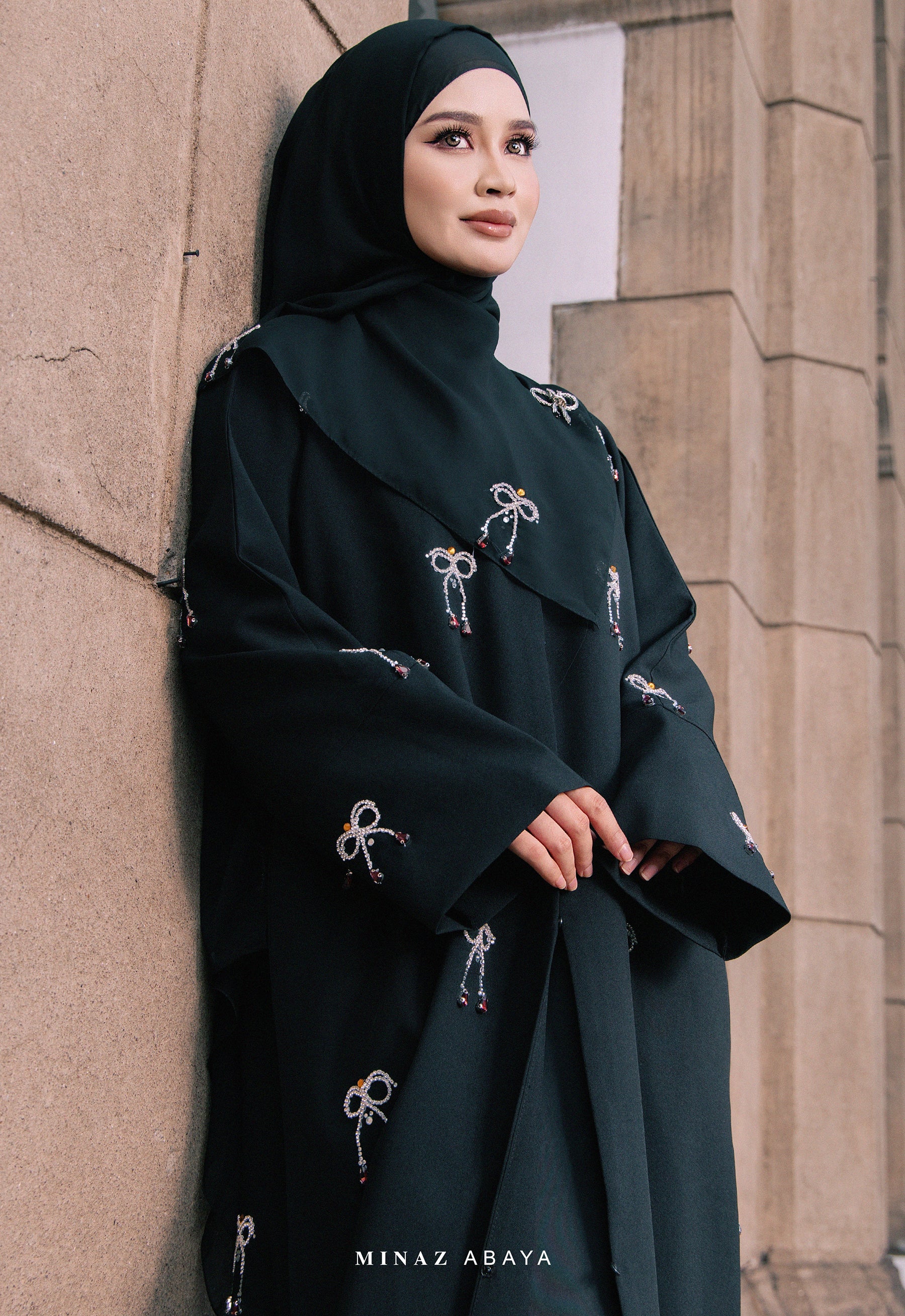 WAFA LUXE RIBBON ABAYA 2.0 - BLACK