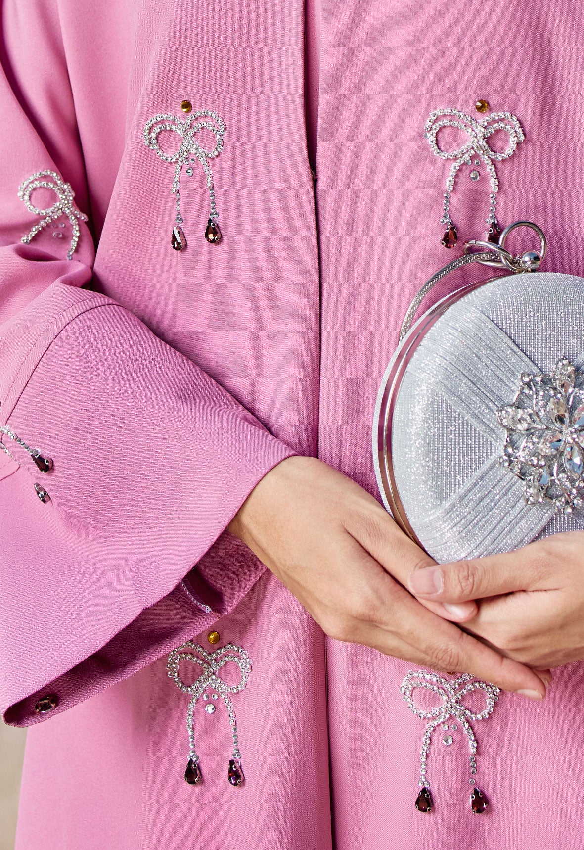 WAFA LUXE RIBBON ABAYA - PINK