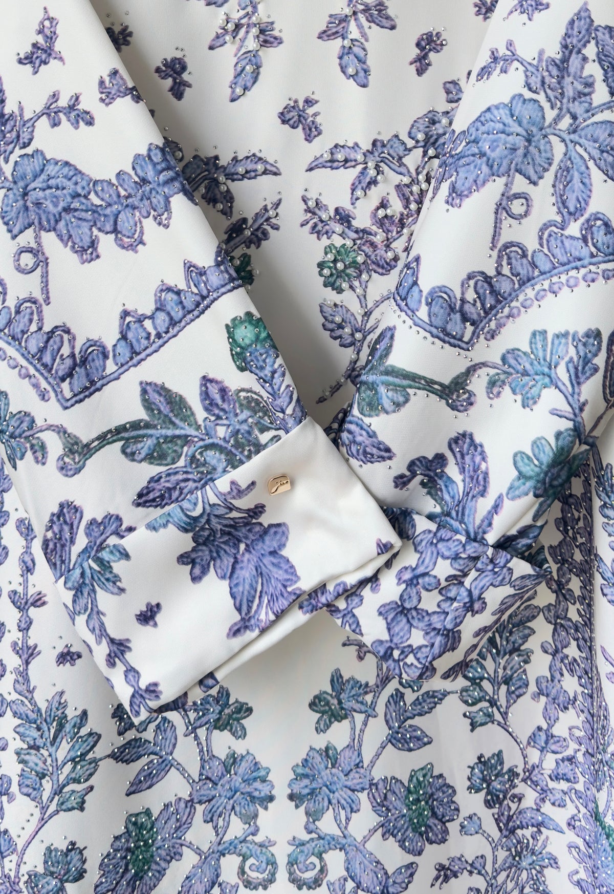 ARISHA PRINTED JALABIYA - BLUE WHITE
