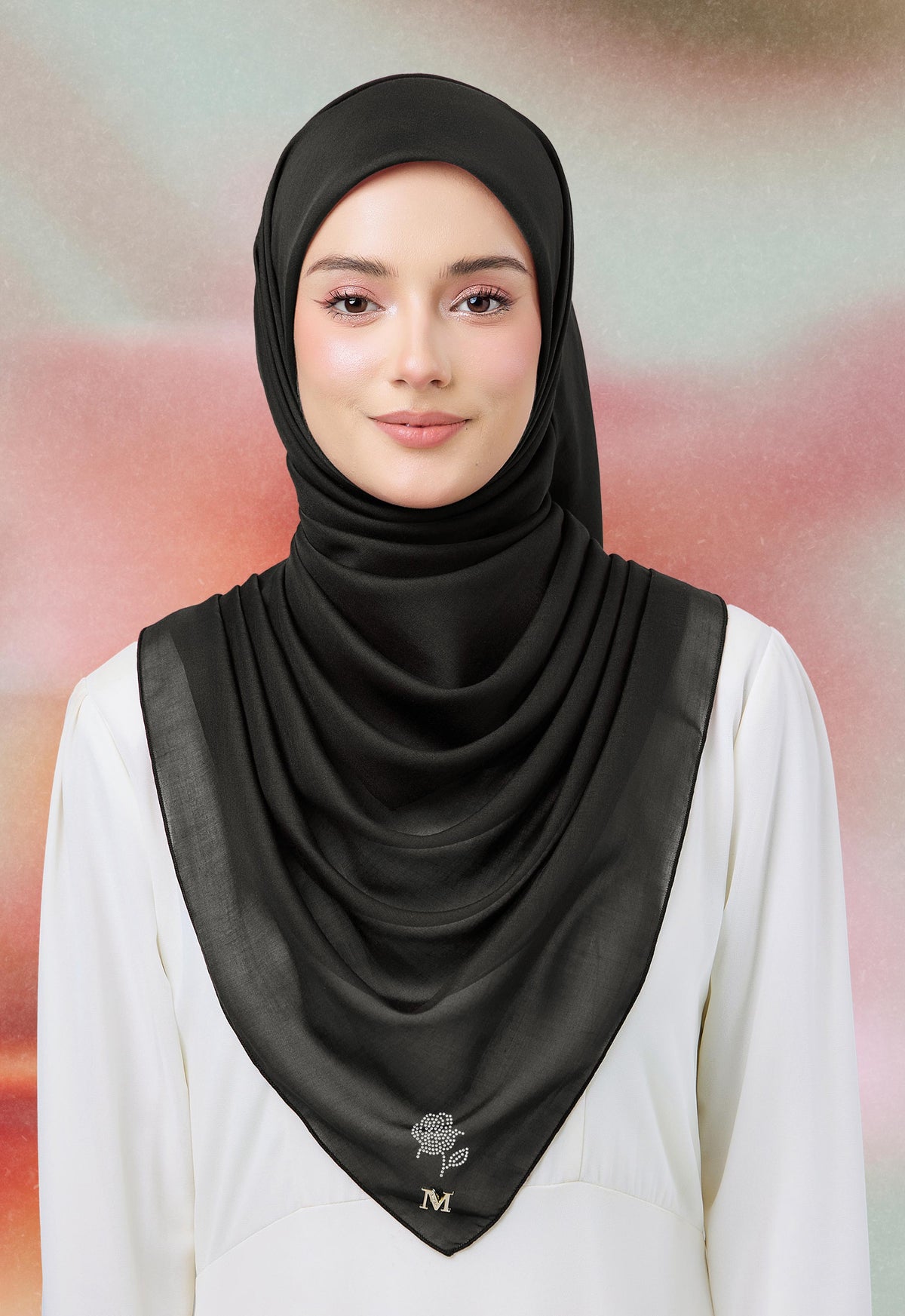 MINAZ HIJAB |  PLAIN BASIC ROSEY - BLACK