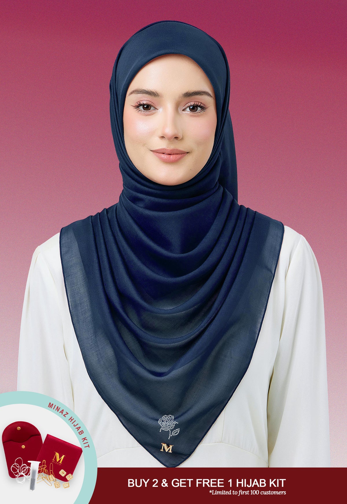 MINAZ HIJAB - PLAIN BASIC ROSEY - DARK BLUE