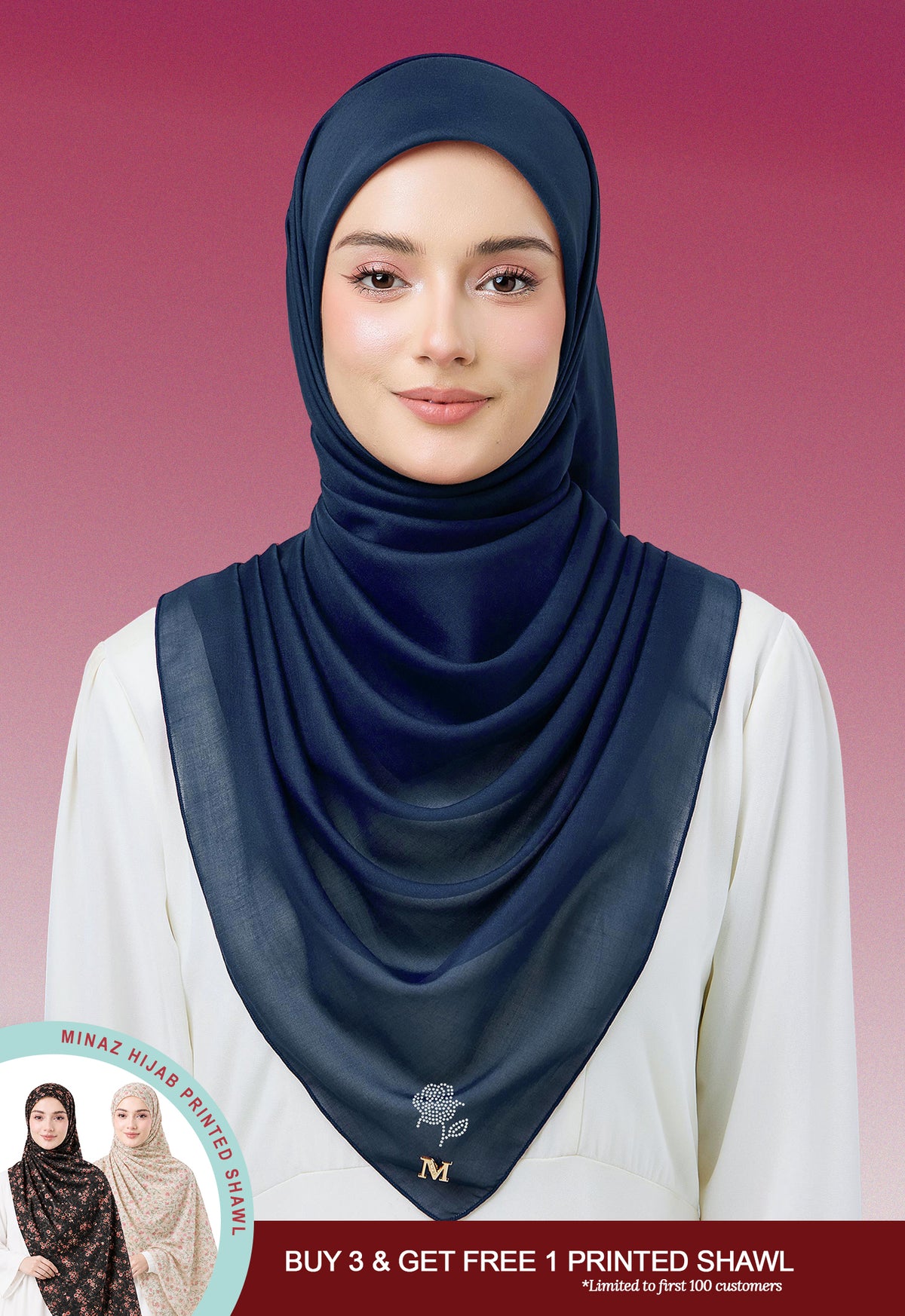 MINAZ HIJAB |  PLAIN BASIC ROSEY - DARK BLUE