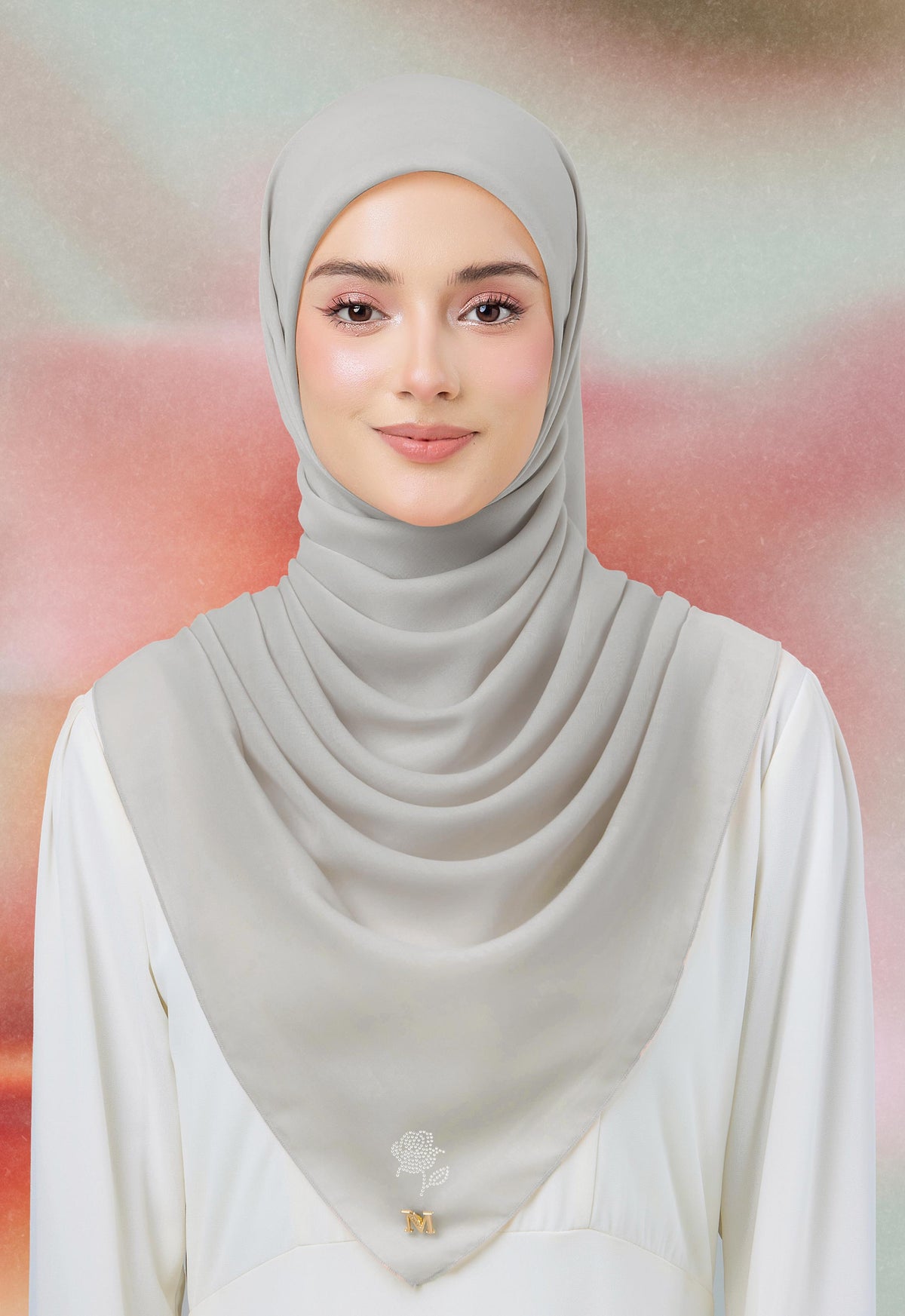 MINAZ HIJAB |  PLAIN BASIC ROSEY - LIGHT GRAY
